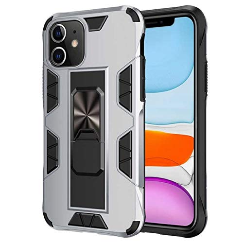 Military Grade Shockproof Kickstand Phone Case for iPhone 12 - Silver | Heavy Duty Protection | Perfect for Outdoor Adventures, Construction Work & Active Lifestyles