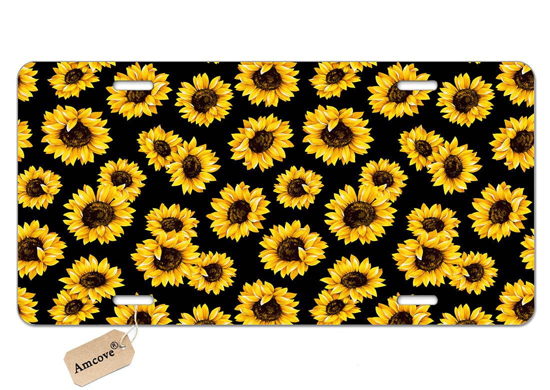 Sunflower Decorative Car Front License Plate - 6x12 Inch Aluminum Vanity Tag for Men & Women - Perfect for Customizing Vehicles, Gifts & Car Shows