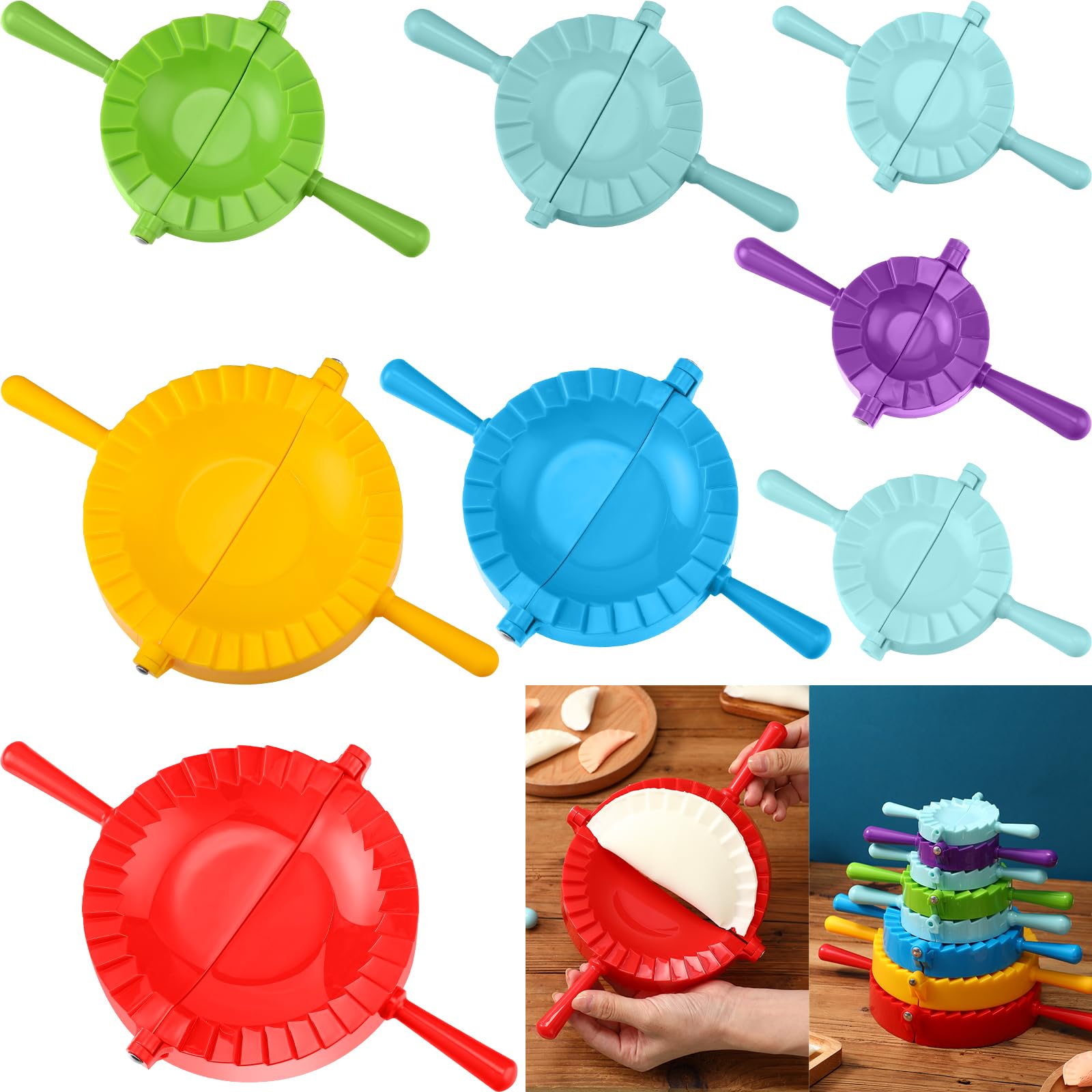 8-in-1 Plastic Dumpling Maker Kit - Multi-Size Empanada & Gyoza Press Mold Set for Homemade Dumplings, Wontons & Pastries - Perfect for Asian Cooking, Meal Prep & Family Fun