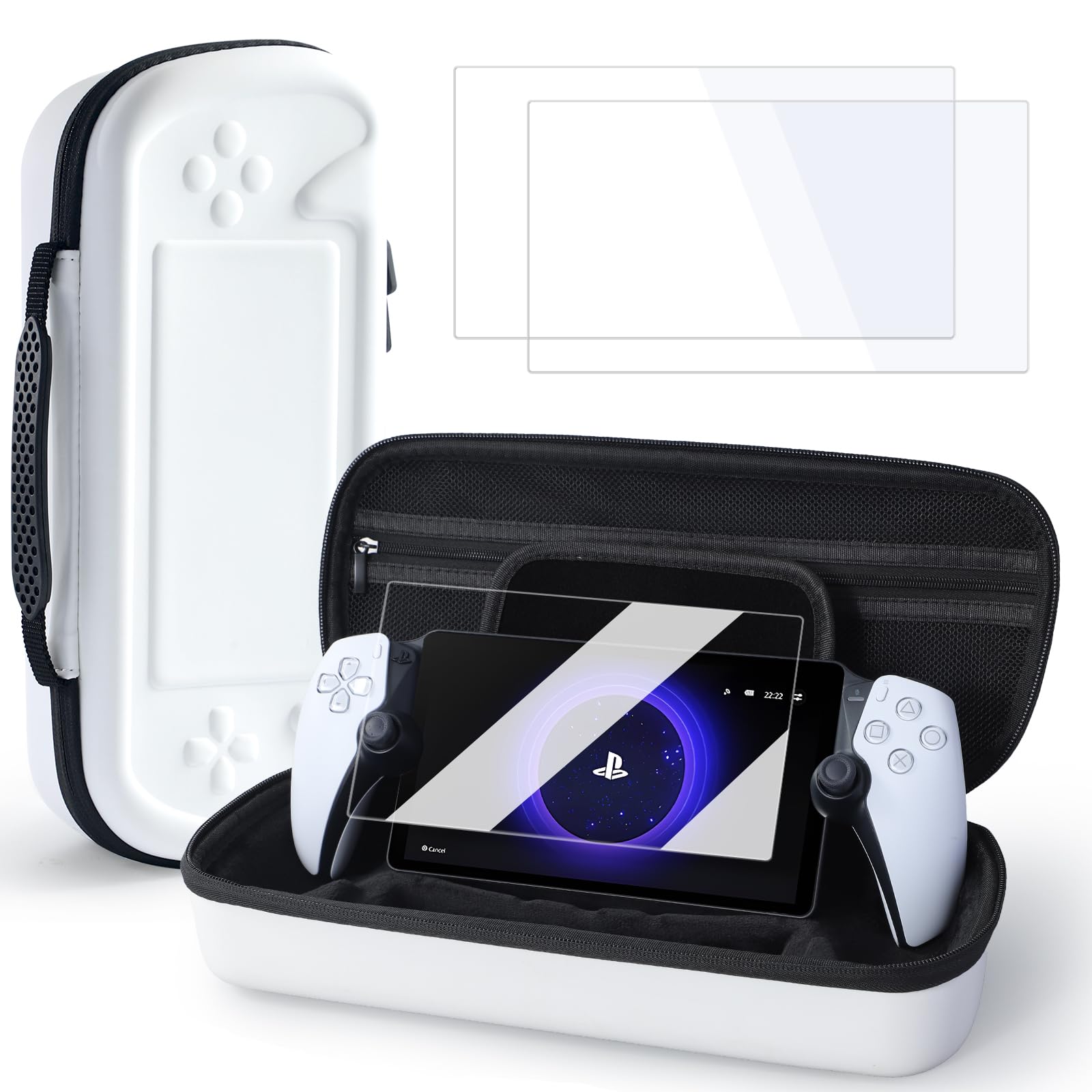 Premium PS5 Portal Travel Case with 2-Pack Screen Protectors - Durable Carrying Case for PlayStation Portal Remote Player & Accessories | Perfect for Gaming On-The-Go, Travel Protection & Console Storage