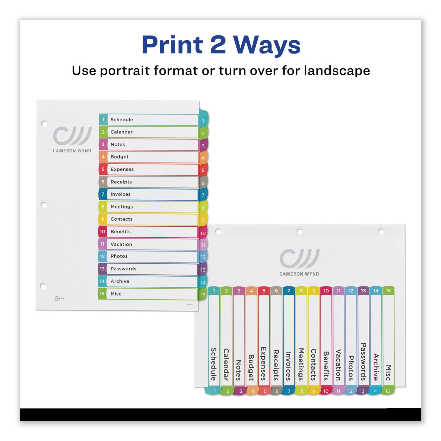 Avery Customizable TOC Ready Index Multicolor Tab Dividers - 15 Tabs (1-15), 11