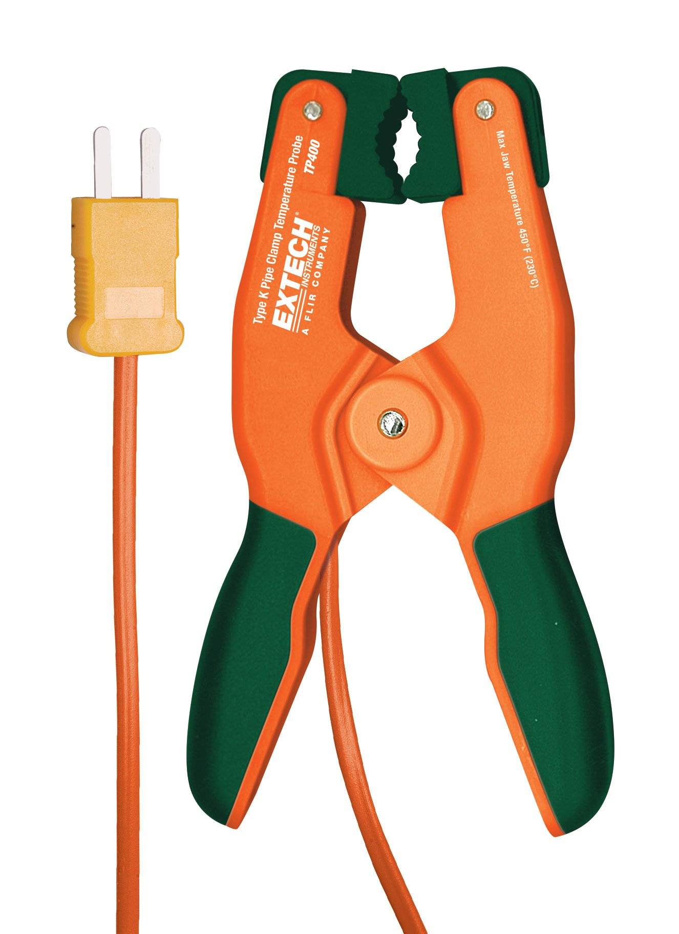 Extech TP400 Type K High Temperature Pipe Clamp Probe - Industrial Thermocouple for HVAC, Boiler & Pipe Temperature Monitoring