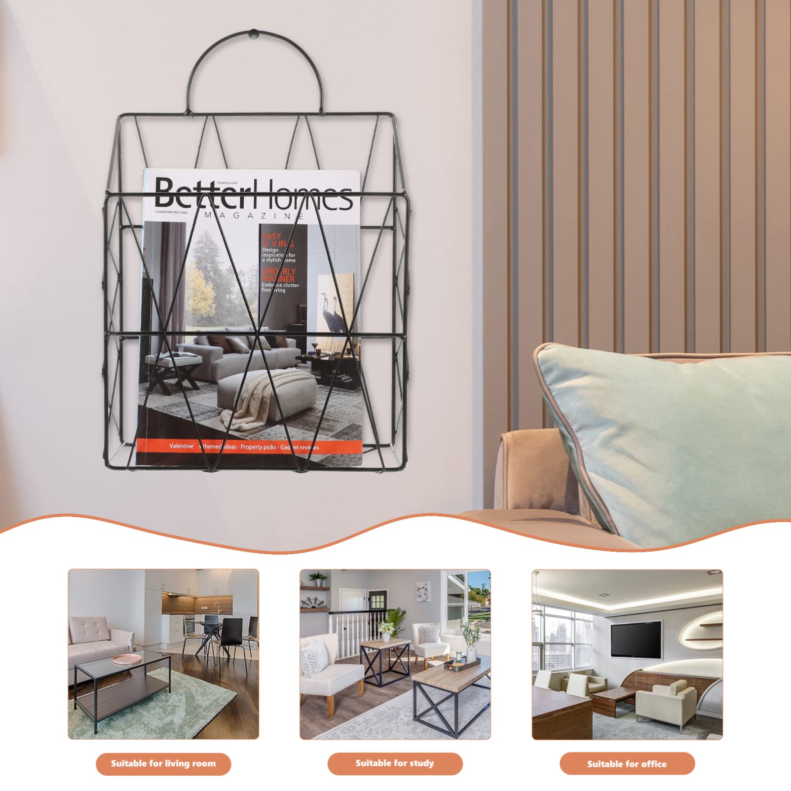 Artibetter Wall Mount File Holder - Office Desk Organizer for Books, Magazines & Papers - Home & Office Use