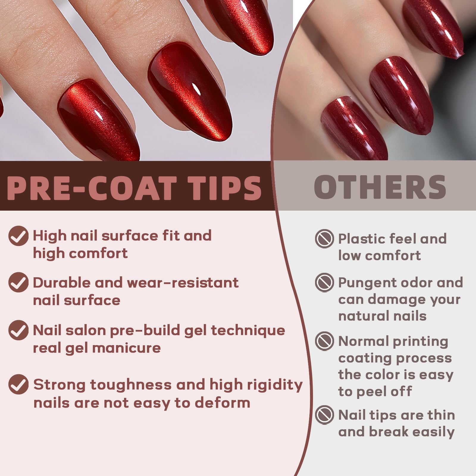 **Aurora Mirror Red Soft Gel Press on Nails Short Almond - 32pcs 16 Sizes Glossy Glitter Cat Eye Nails with Nail Glue | Reusable Fake Nails for Women | Perfect for Parties, Weddings & Everyday Glam**
