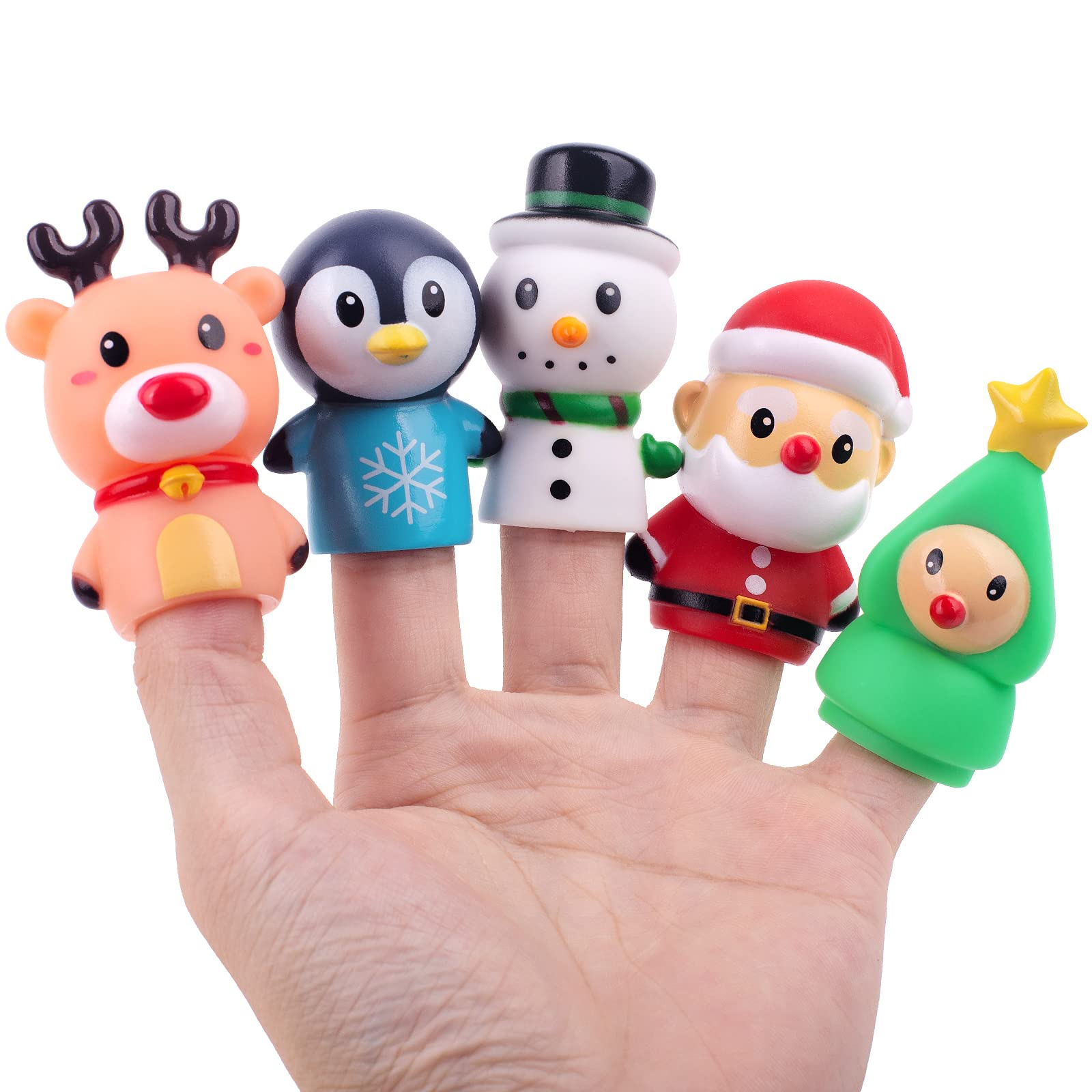 Christmas Theme Finger Puppets Toys - Soft Rubber Bath Animal Head Finger Toys for Kids & Toddlers | Fun Birthday Party Favors & Gifts for Boys & Girls (SantaClaus_KB08) - Perfect for Holiday Plays, Bath Time Fun & Classroom Activities