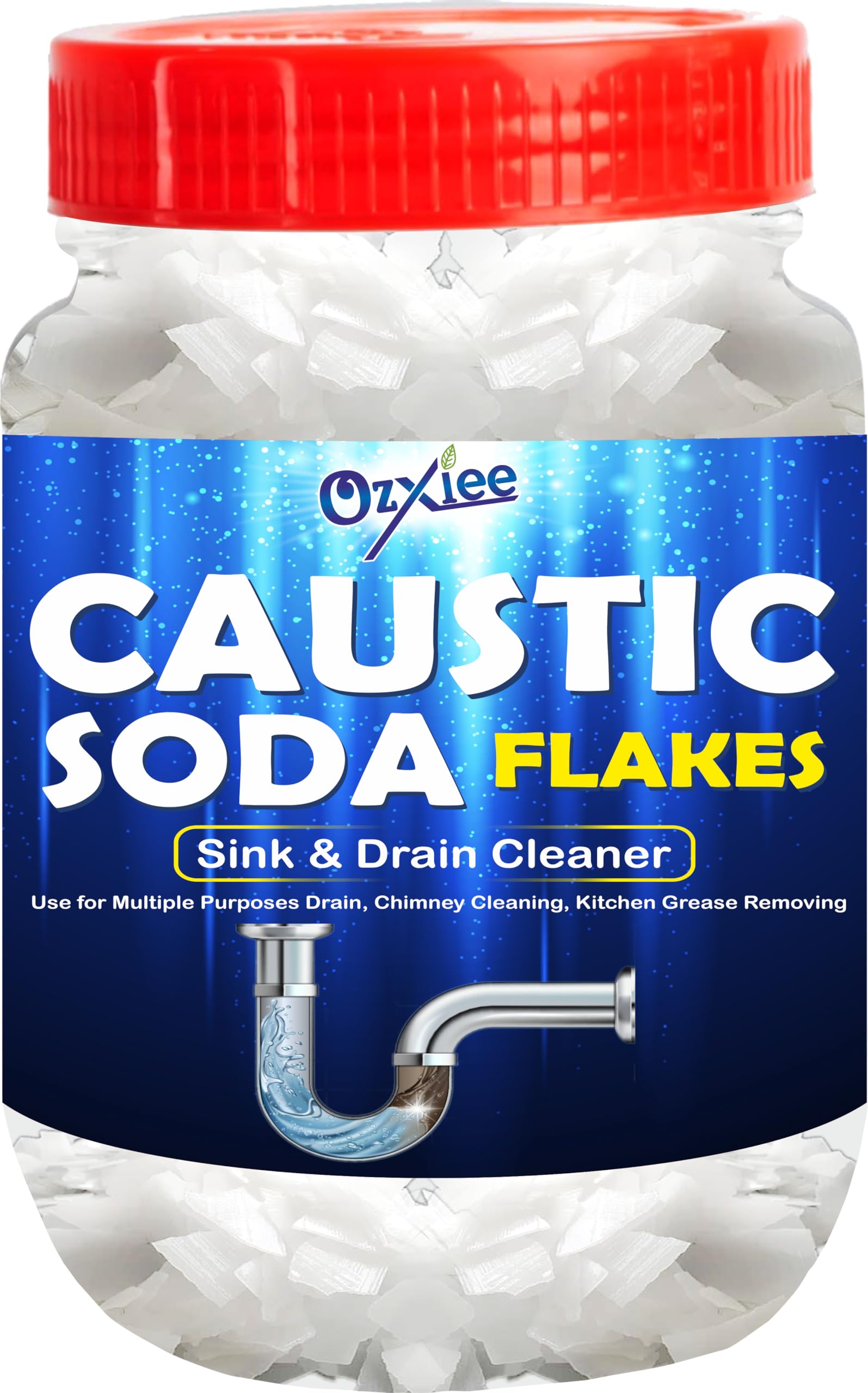 Ozxiee Caustic Soda (400g) - Powerful Drain Cleaner & Chimney Cleaner for Home Maintenance | Essential for Soap Making & DIY Cleaning Projects | Perfect for Kitchen, Bathroom & Workshop Use