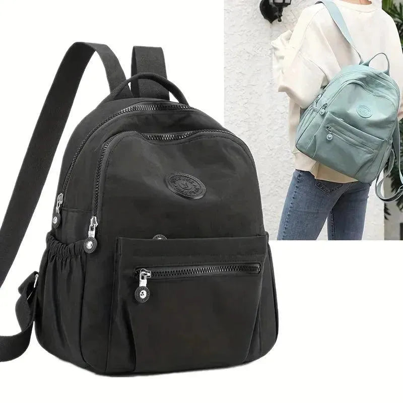 Solid Color Nylon Lightweight Backpack for Women & Men - Water-Resistant Travel Daypack for School, Work, Hiking & Commuting