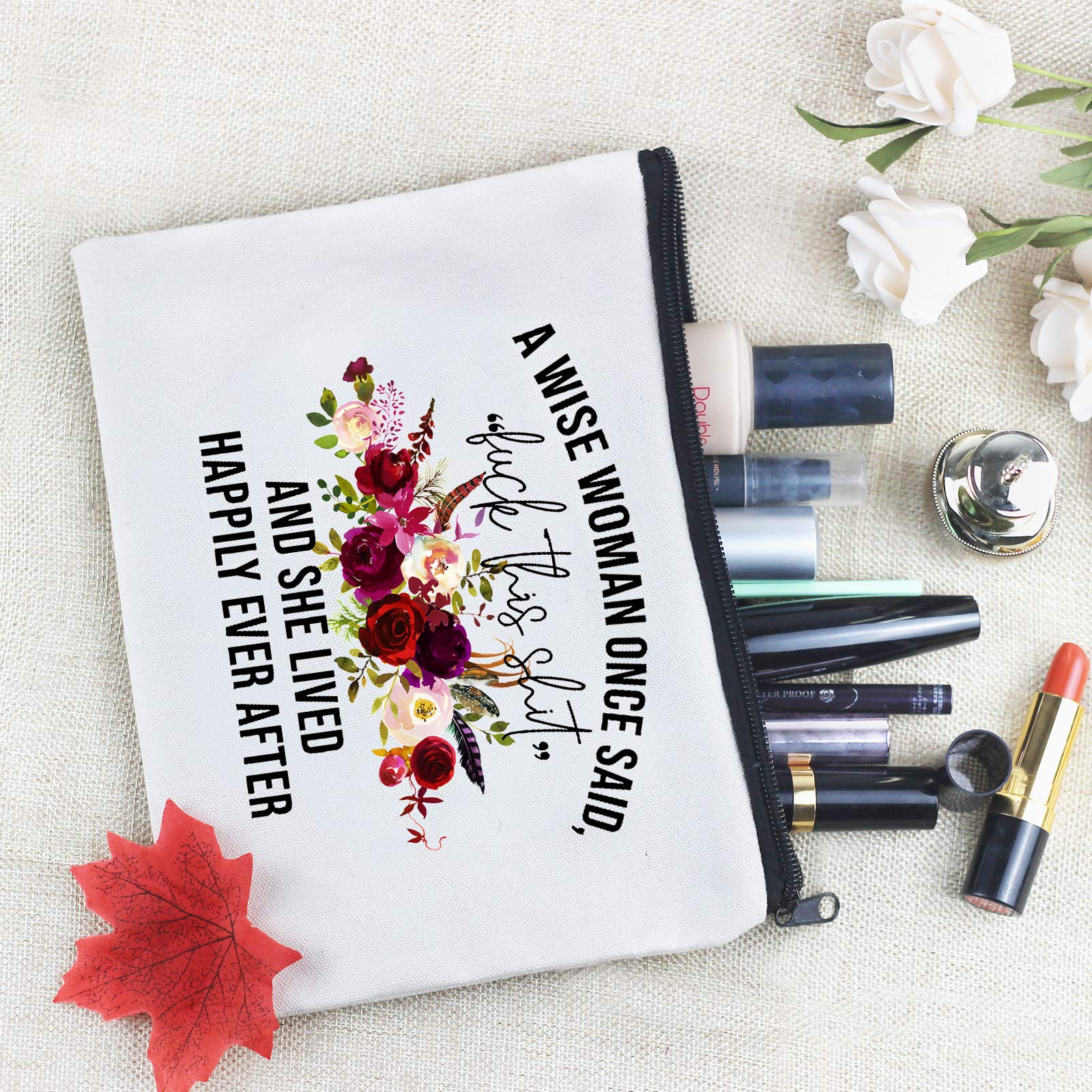 Funny Canvas Cosmetic Bag for Women - Cute Travel Makeup Pouch, Waterproof Toiletry Organizer, Perfect Birthday Gift for Friends | Great for Travel, Gym & Daily Use (Style-C)