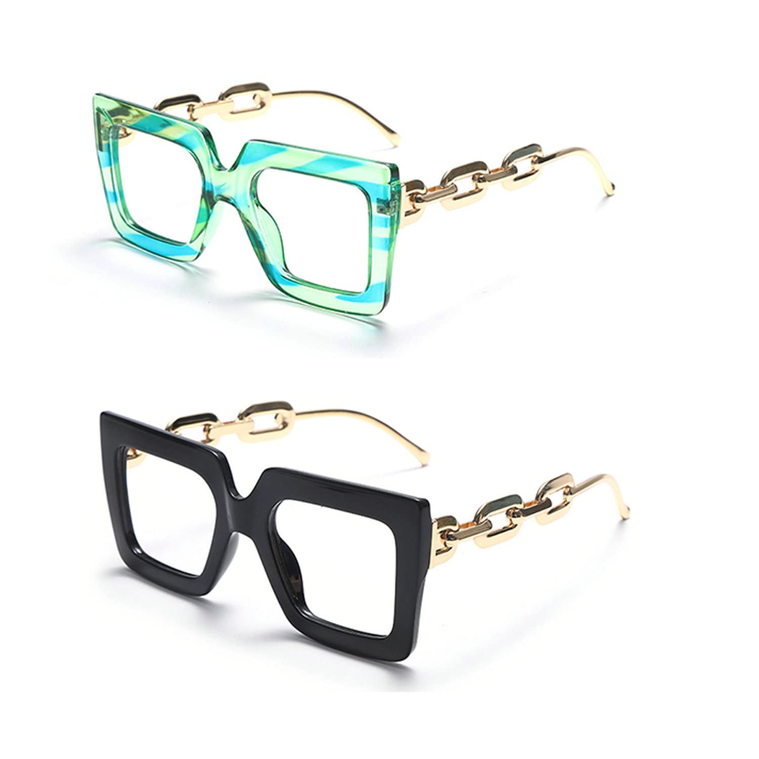 Blue Light Blocking Glasses for Women & Men - Fashion Square Large Frame Computer Glasses with Anti-UV Protection - Perfect for Office Work, Gaming & Digital Screen Use