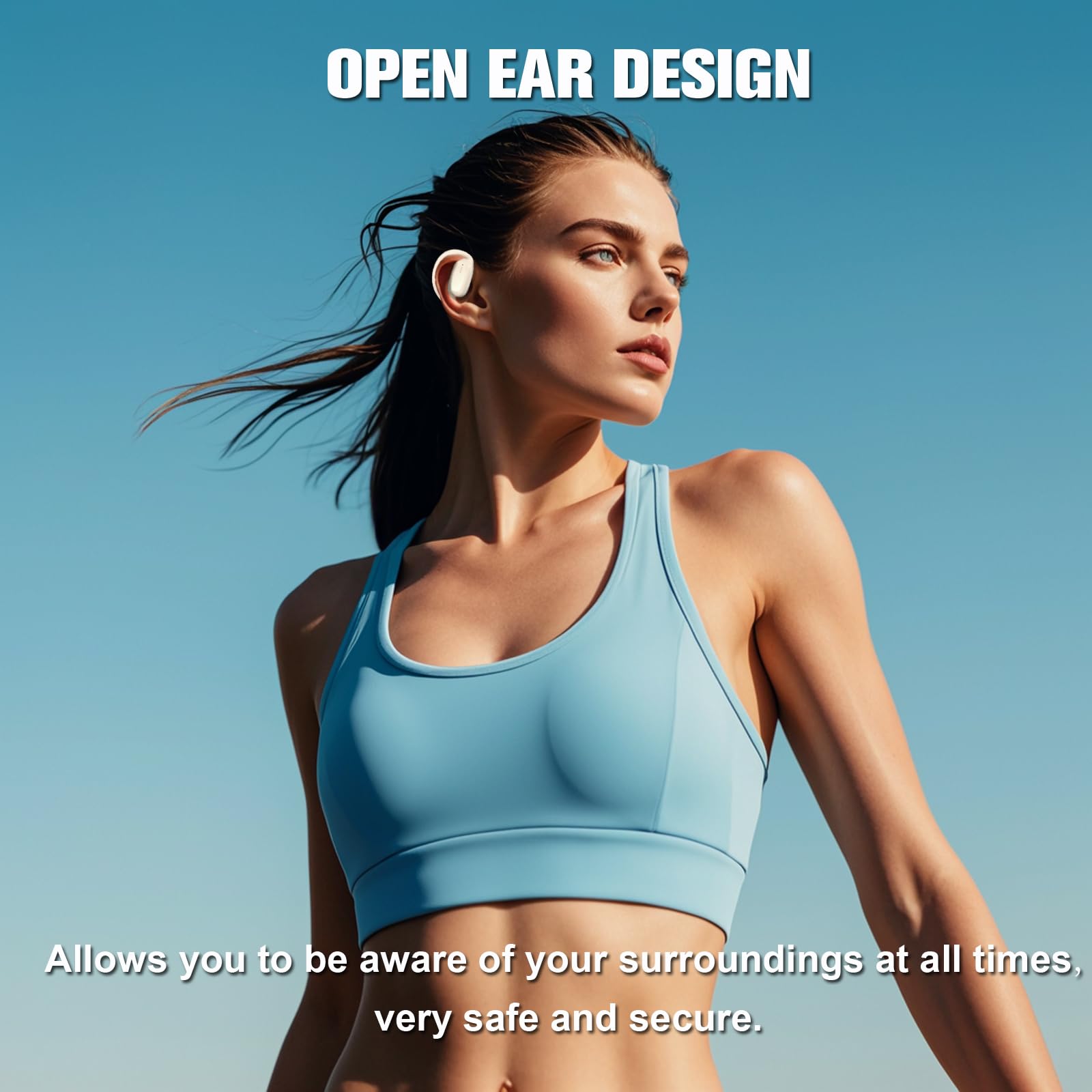 Wireless Bone Conduction Sports Earbuds with Secure Ear Hooks - Sweatproof Bluetooth Headphones for Running, Cycling & Workouts - Ideal for Kids & Adults Active Lifestyle