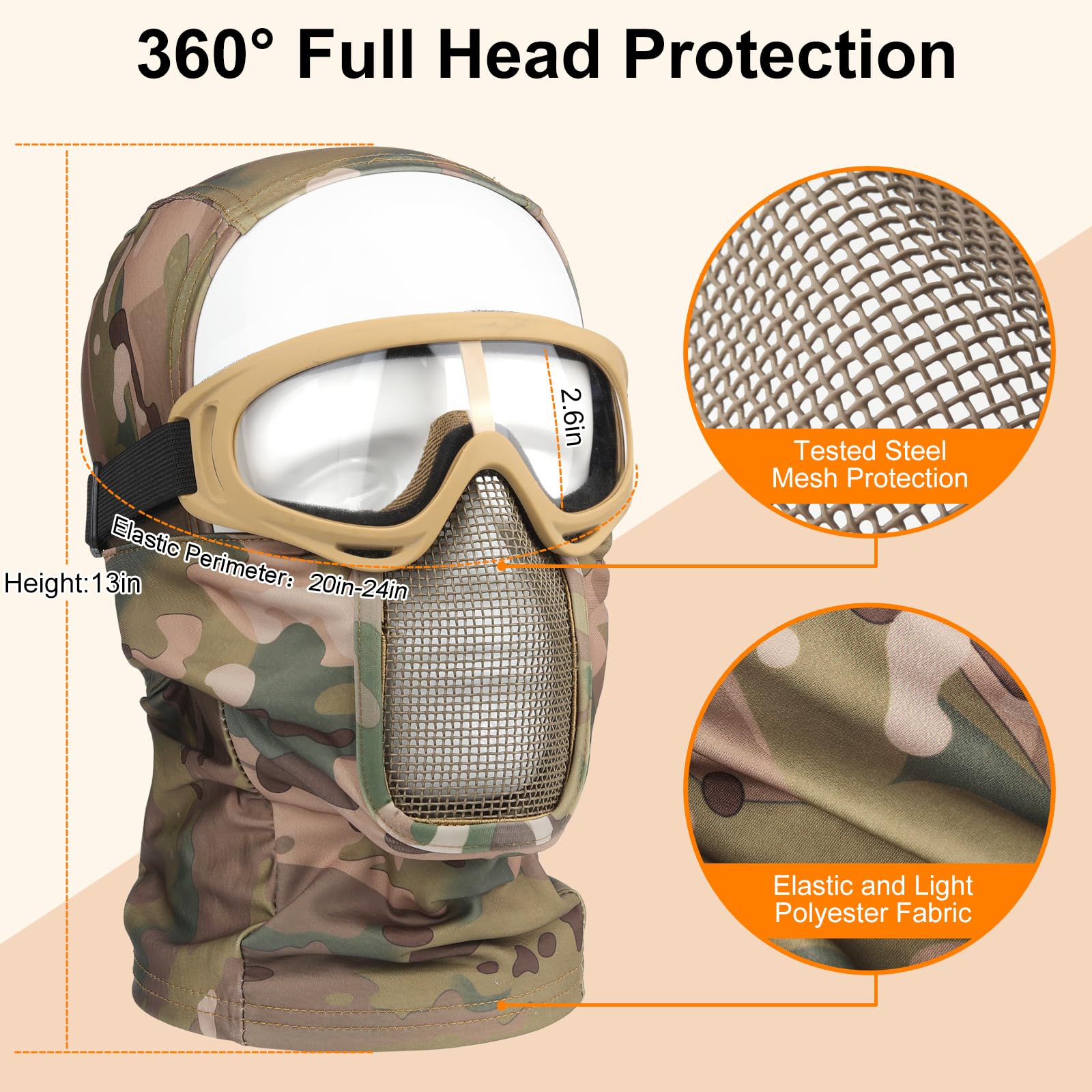 Tactical Airsoft Helmet Black - Full Face Protection with Mesh Mask & Anti-Fog Goggles - Military Gear for Airsoft Games, Paintball & Outdoor Tactical Training
