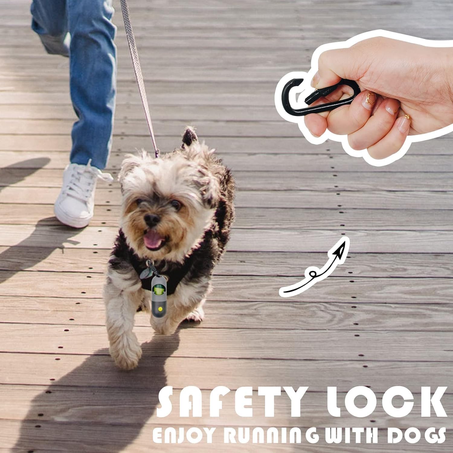 **LED Dog Poop Bag Holder & Dispenser with Flashlight - Leash Attachment for Nighttime Dog Walking (Includes 135 Waste Bags, Gray) - Perfect for Evening Walks, Park Visits & Outdoor Adventures**