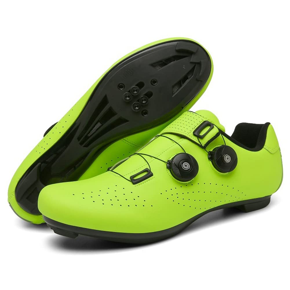 Men's & Women's Mountain & Road Bicycle Shoes - Lightweight Cycling Shoes for Indoor & Outdoor Riding - Green Color - Size 46 EU - Perfect for Commuting, Trail Riding & Spin Classes