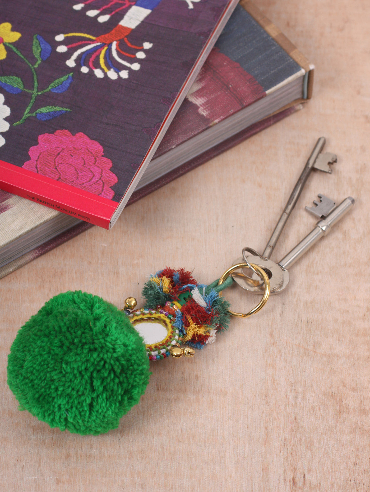 Green Pom Pom Mirror Keychains - Stylish & Durable Keyrings for Women, Girls, Teens - Perfect for Car Keys, House Keys, Gifts & Accessories
