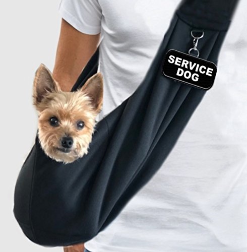 Small Service Dog Sling Carrier with ID Tag | EZ-Sling for Small Dogs | Includes Five Service Dog Law Handout Cards | Perfect for Travel, Shopping & Outdoor Activities