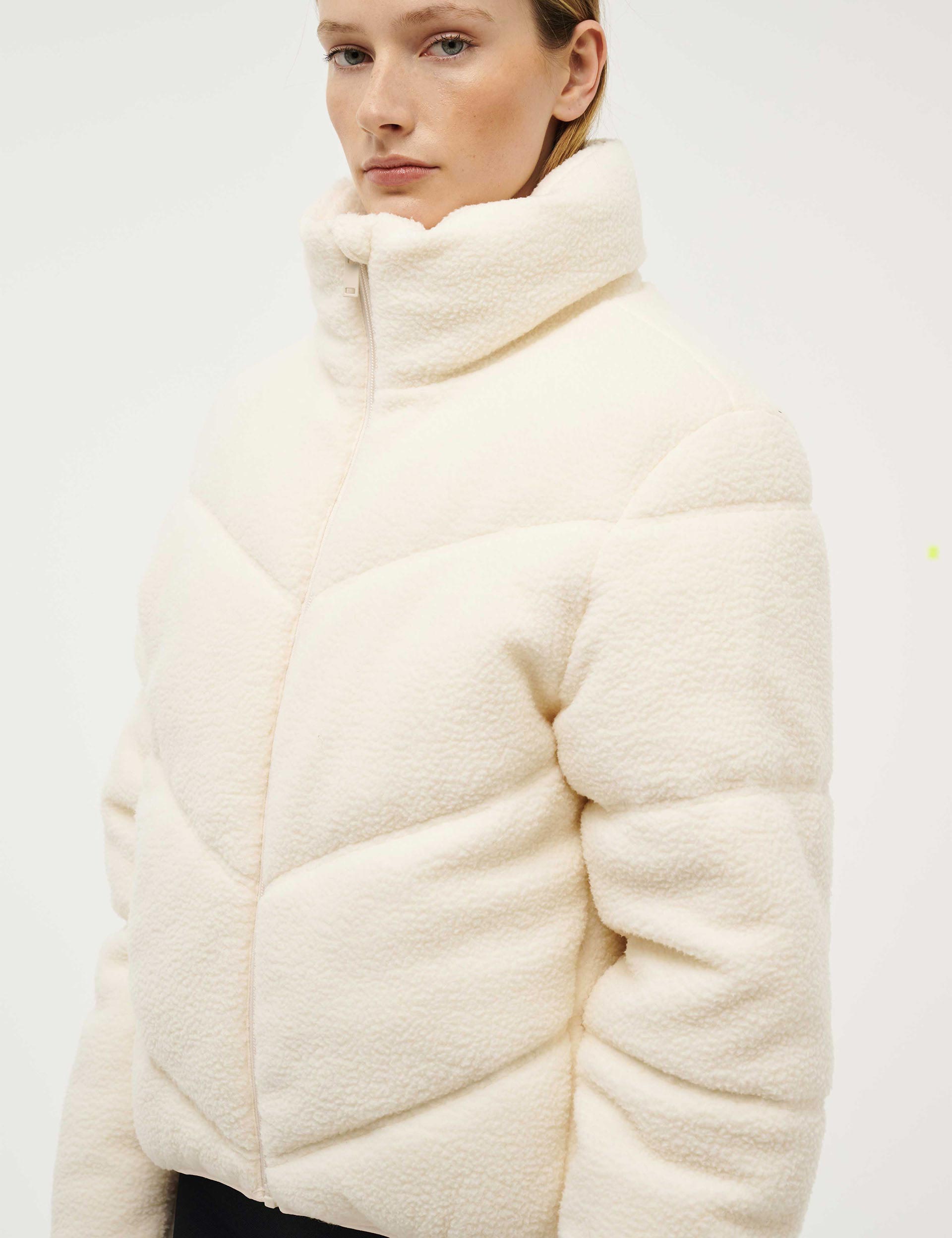 Fortune Sherpa Jacket for Women - Cozy Fleece Lined Winter Coat in Whisper White - Perfect for Outdoor Adventures and Casual Wear