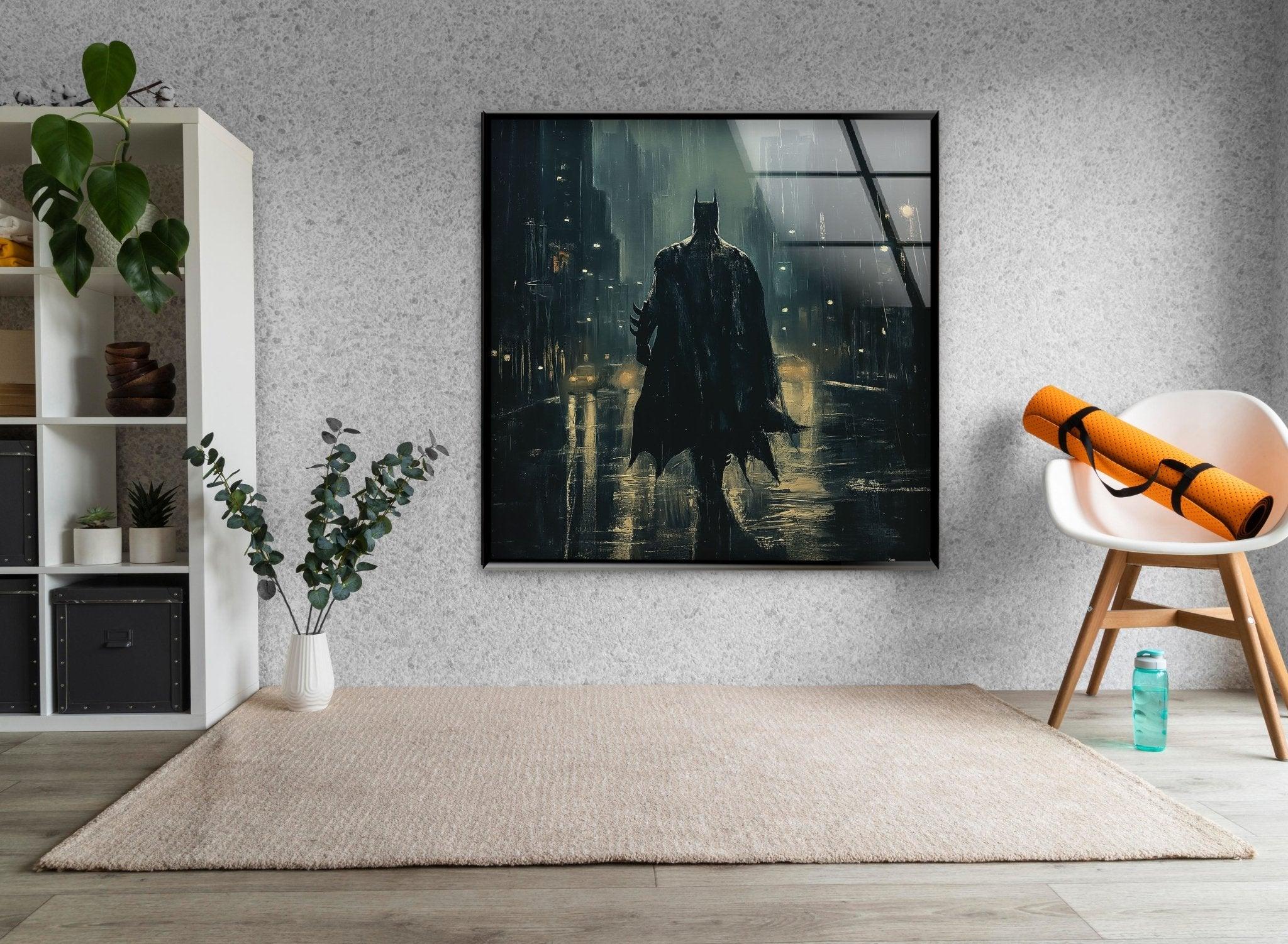 Batman Black Knight Stained Glass Wall Art - Gothic Superhero Decor for Home, Office & Man Cave