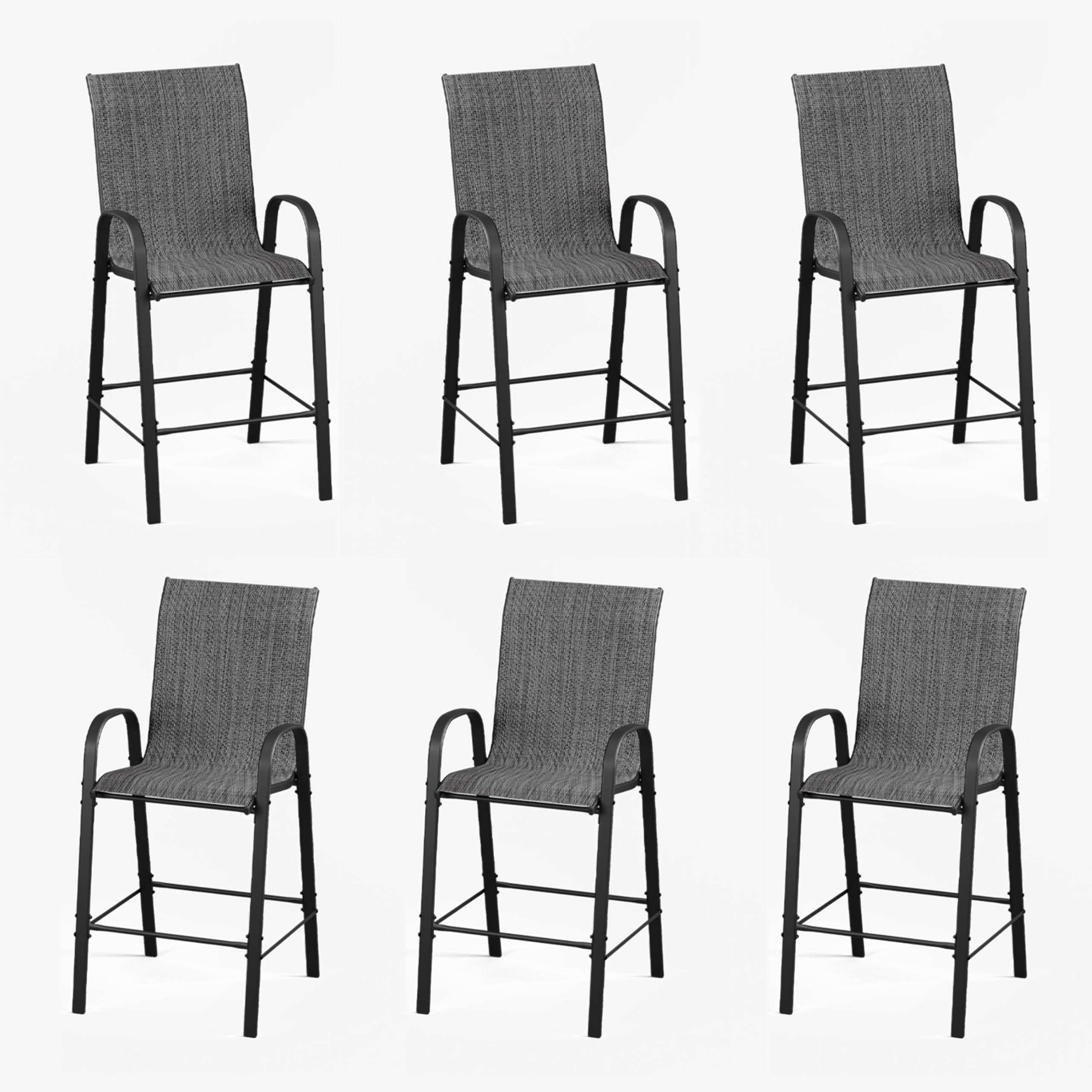 6-Pack UDPATIO All-Weather Textilene Outdoor Bar Stools - 30