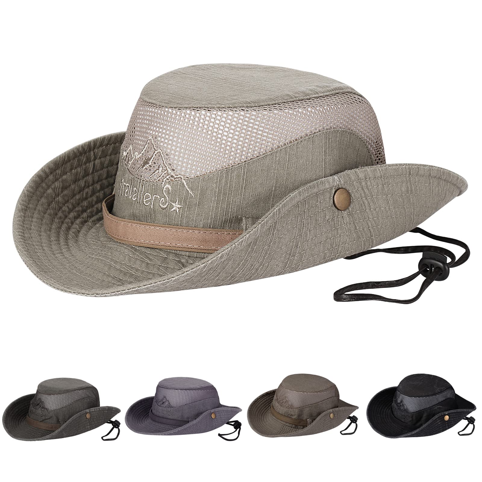 UPF 50+ Sun Hat for Men & Women - Wide Brim Fishing Bucket Hat with Neck Flap, Safari Boonie Hat for Outdoor Activities, Beach, Hiking, and Travel