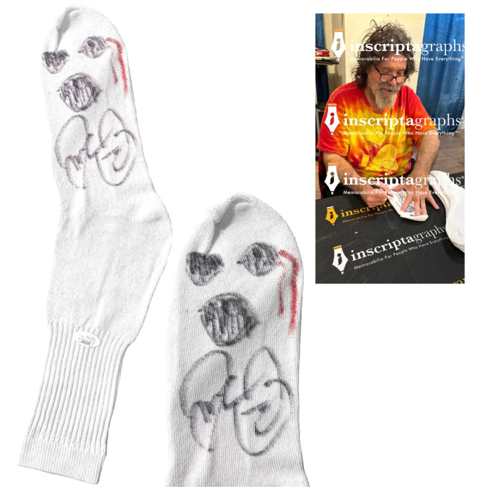 Authentic Mick Foley Signed Bloody Mr. Socko Drawing - JSA Certified WWE WWF Memorabilia - Perfect for Wrestling Fans & Collectors Display