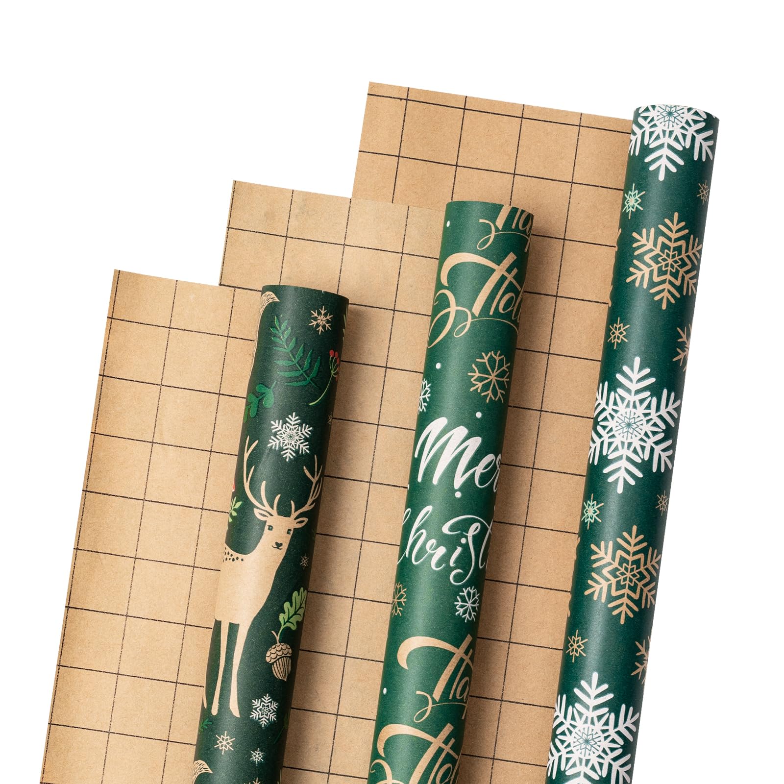RUSPEPA Christmas Animals Wrapping Paper - 3 Rolls (17