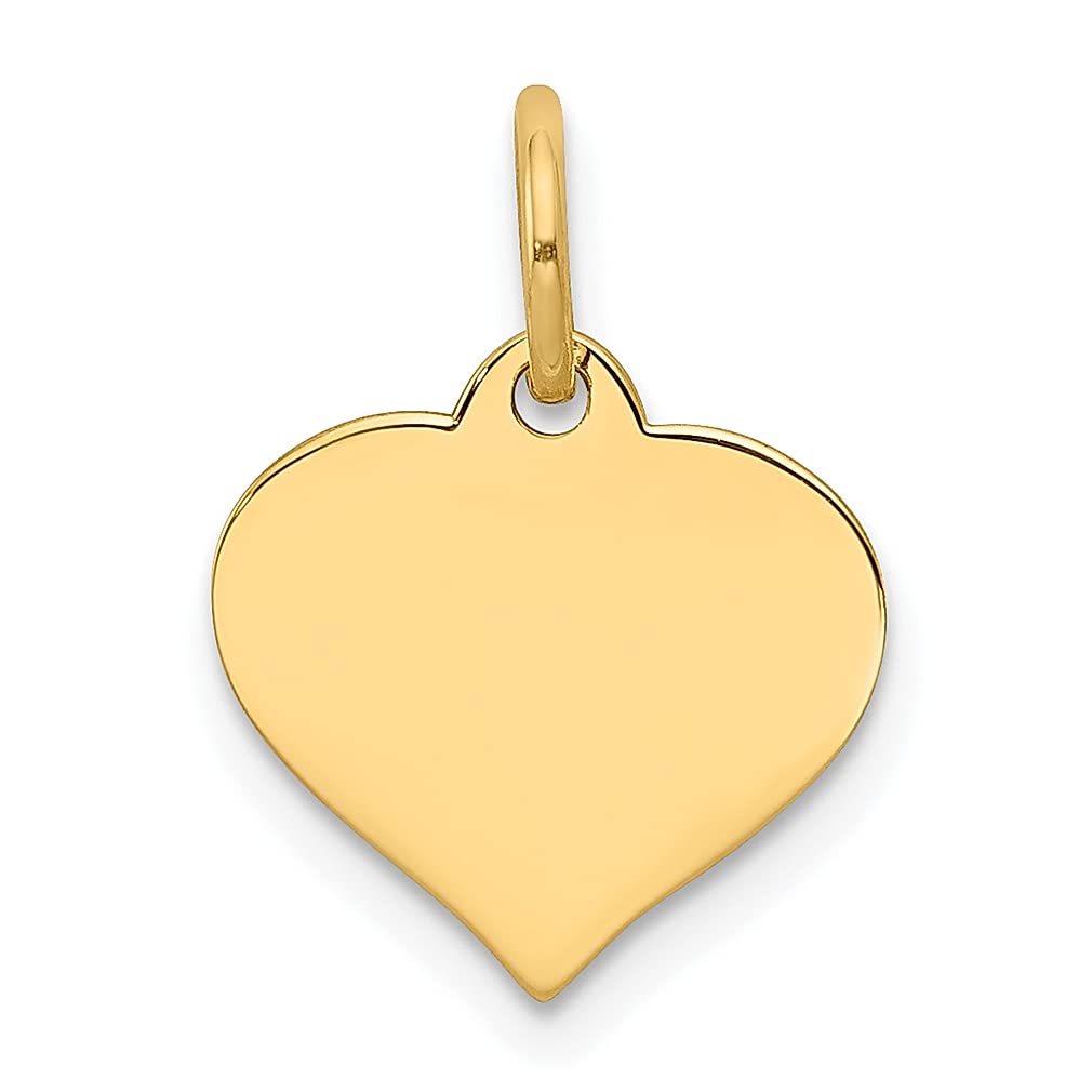 10k Yellow Gold .018 Gauge Heart Disc Charm Necklace - Engravable Curved Love Pendant for Women | Fine Jewelry Gift for Her | Perfect for Anniversaries, Valentine's Day & Special Occasions