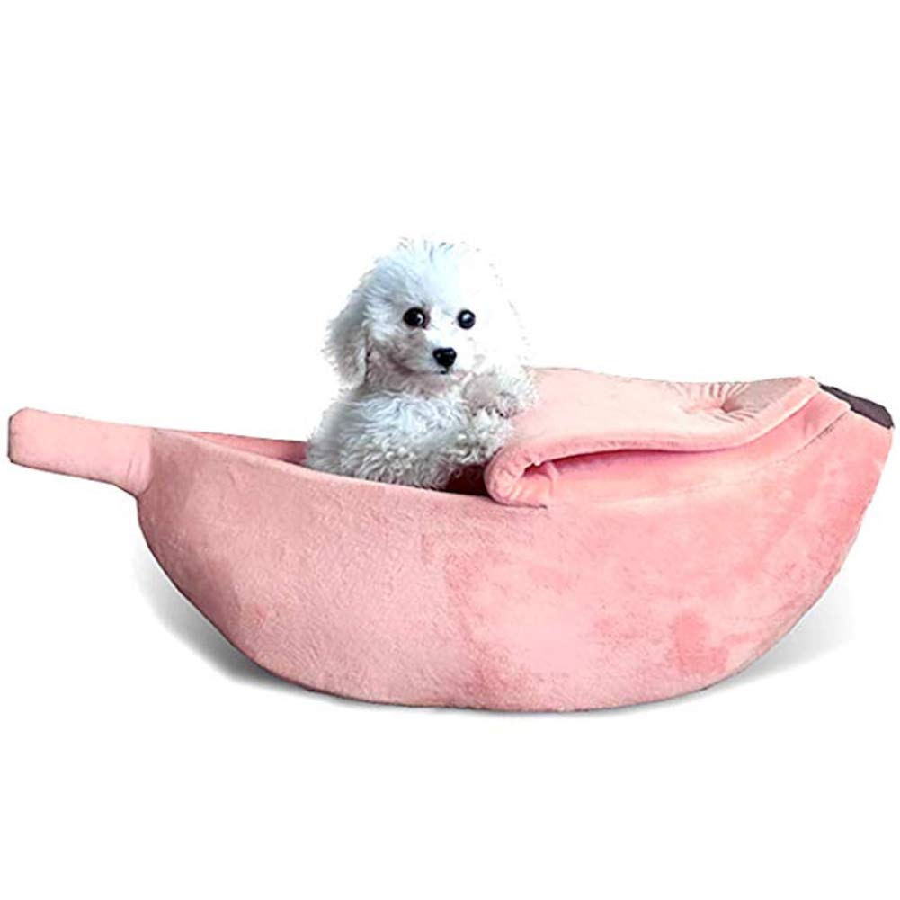 Soft Cute Cat Bed House - Cozy Pet Cuddle Bed for Cats, Kittens, Rabbits & Small Dogs | Banana Design in Pink (XL Size) - Perfect for Indoor Napping, Lounging & Pet Comfort