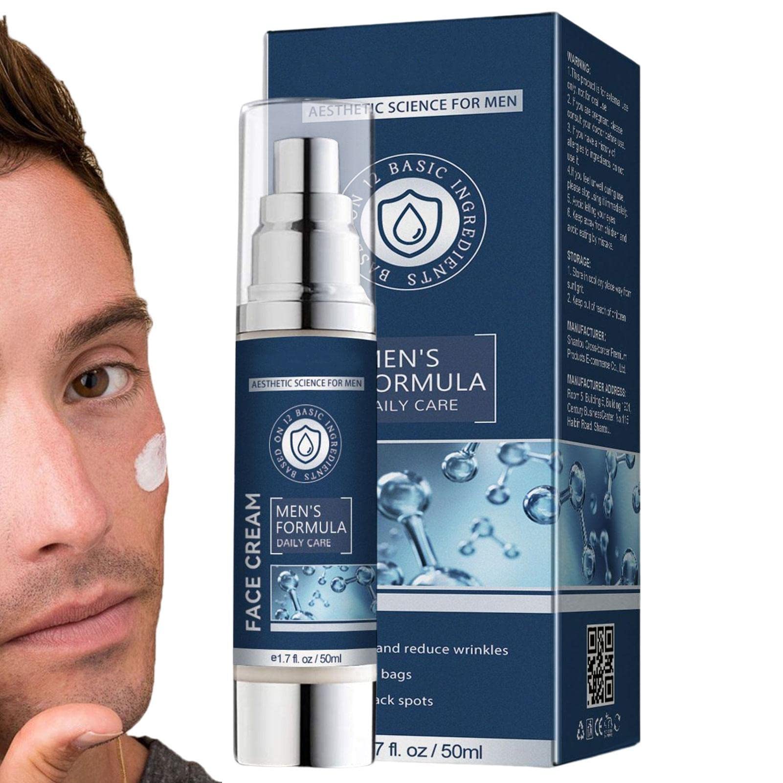 Men's Anti-Aging Face Cream - Natural Moisturizer for Dark Circles & Puffy Eyes | 1.76oz Firming & Tightening Eye Cream for Men | Reduce Wrinkles & Eye Bags - Perfect for Daily Skincare Routine & Travel