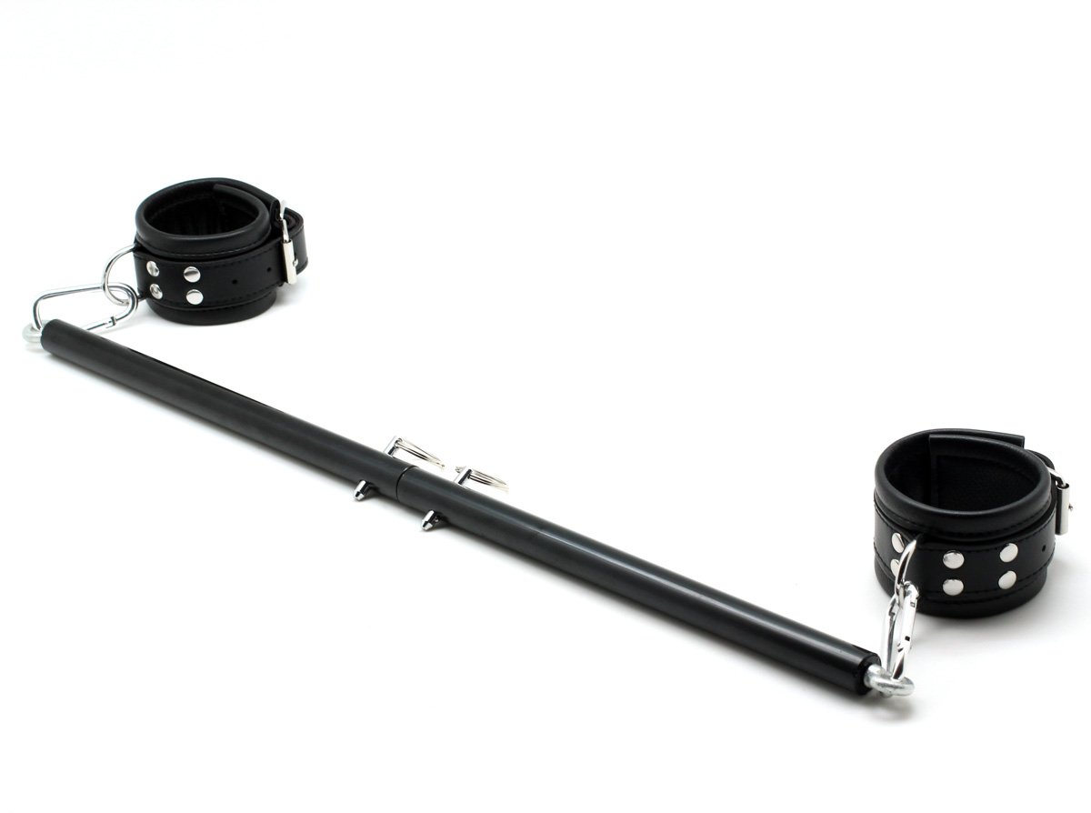 Adjustable Steel Spreader Bar with Leather Cuffs - SMspade Restraint Kit for BDSM, Bondage & Bedroom Play - Perfect for Couples, Roleplay & Sensory Exploration