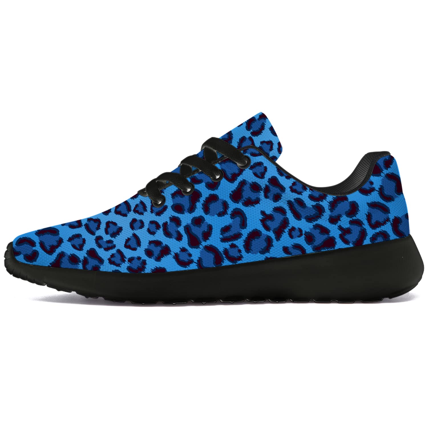 **Men's & Women's Leopard Print Running Shoes - Lightweight Walking & Tennis Sneakers in Navy Blue & Black Cheetah Skin Design - Perfect Gifts for Boys & Girls - Size 11.5 Men/14 Women - Ideal for Gym, Jogging & Casual Wear**