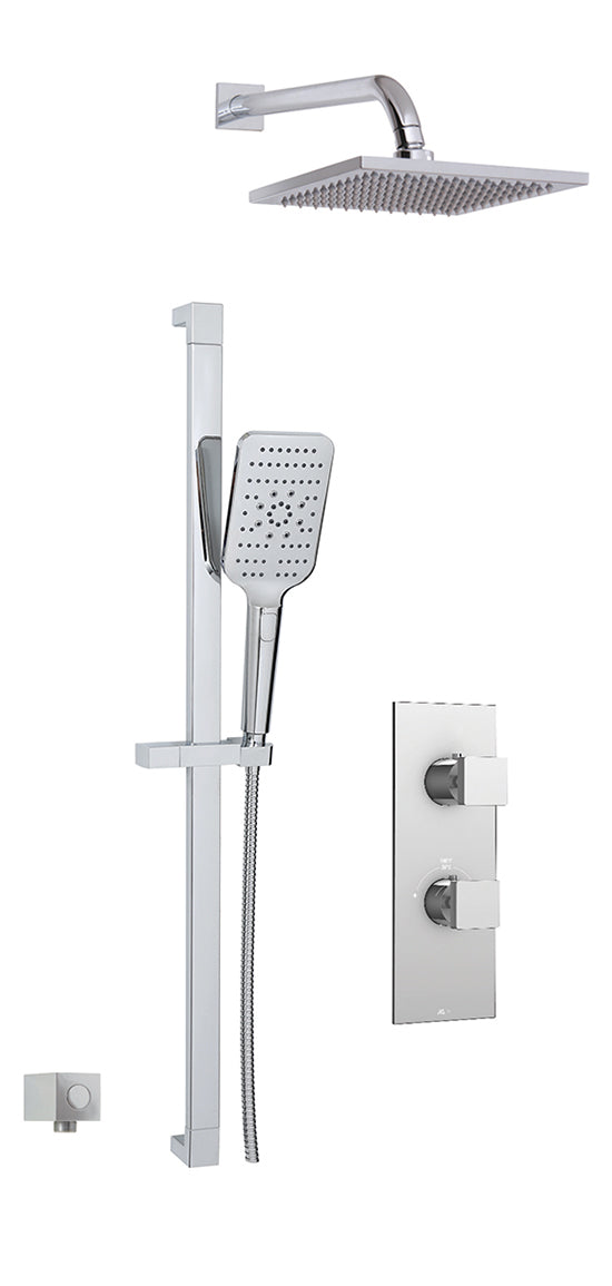 AQUABRASS U02 2-Way Shower Faucet System with Rough-In Valve - Chrome & Brushed Nickel Finish - Perfect for Modern Bathroom Renovations and Luxury Spa Showers