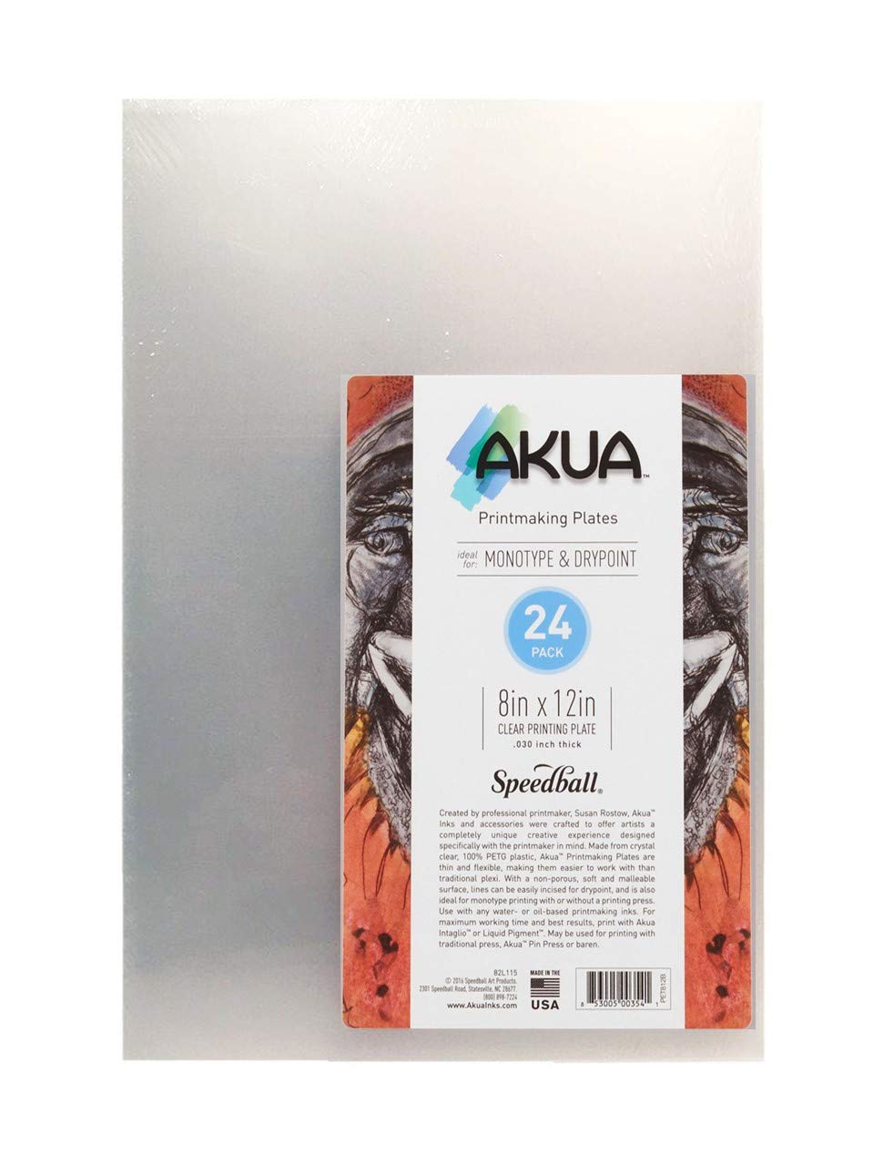 Akua Printmaking Plate 8x12 Inches - 24 Pack Clear Plastic Sheets for Monotype & Intaglio Printing - Perfect for Artists, Students & DIY Projects