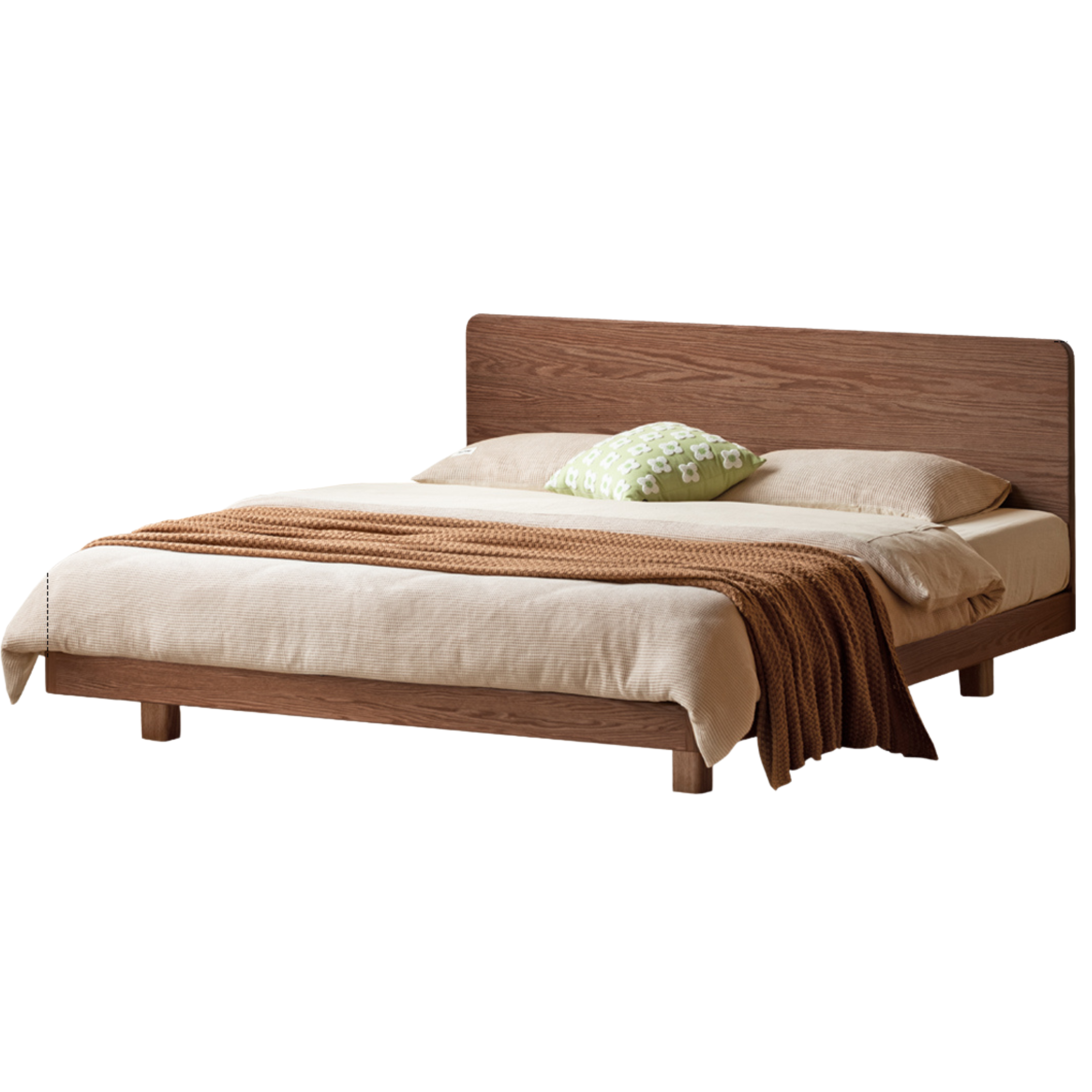 Solid Oak Wood Suspension Bed - King Size Platform Bed Frame with Large Headboard - Perfect for Master Bedroom & Modern Home Decor