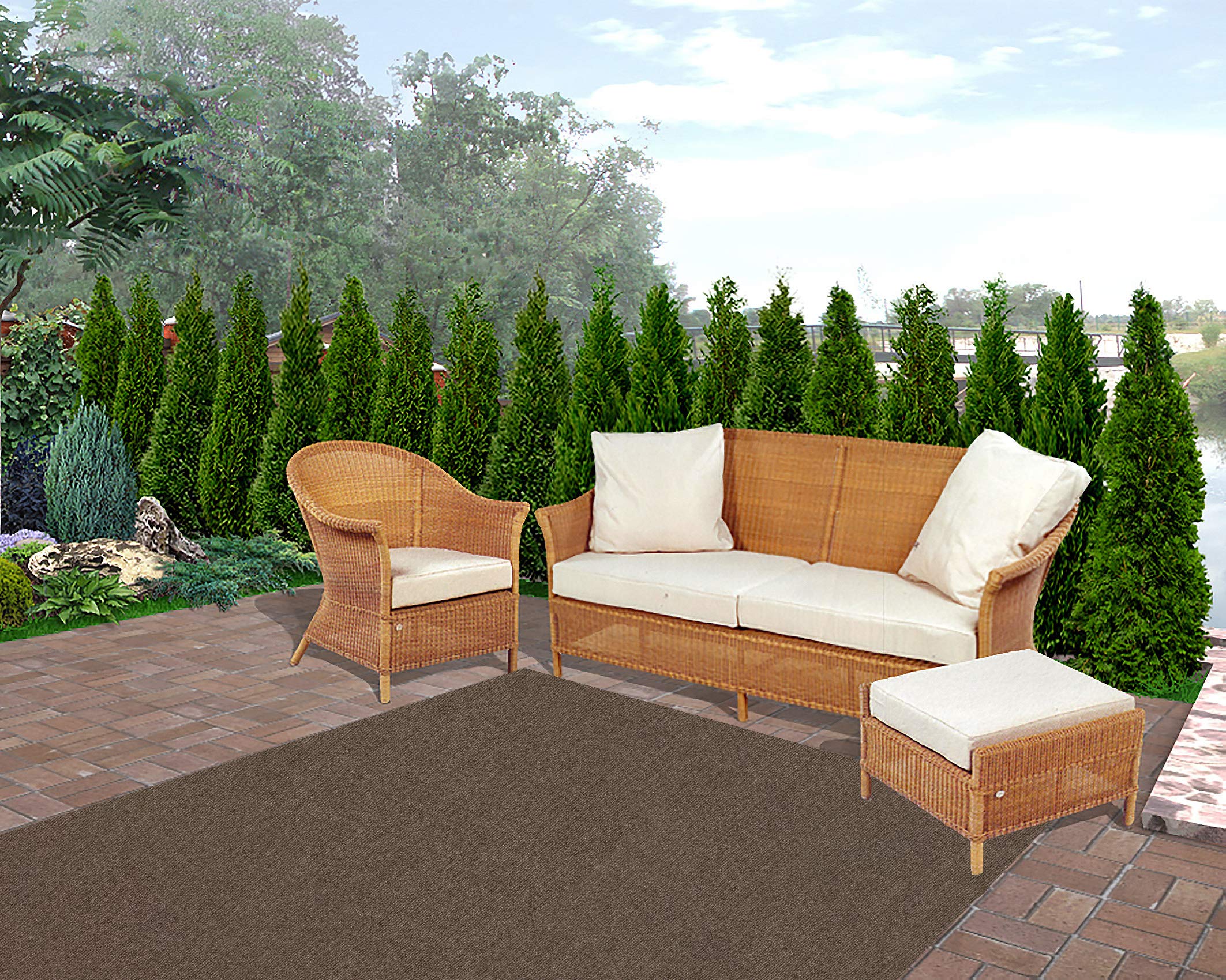 Premium Indoor/Outdoor Recycled PET Fiber Rug - Eco-Friendly 4'x6' Espresso Area Rug & Runner Made from 100% Recycled Plastic Bottles - Perfect for Patio, Deck, Picnic, Gazebo, Porch & Backyard Decor