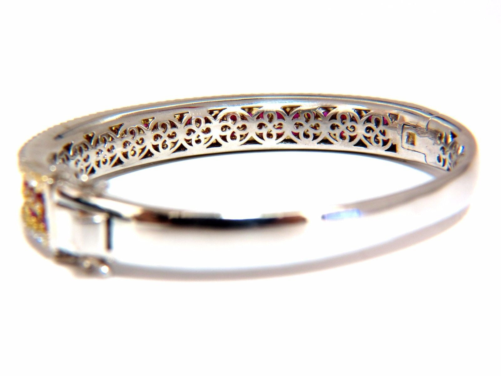 8.00ct Natural Round Cut Ruby & Diamond Bangle Bracelet in 14K Gold - Elegant Jewelry for Weddings, Anniversaries & Special Occasions