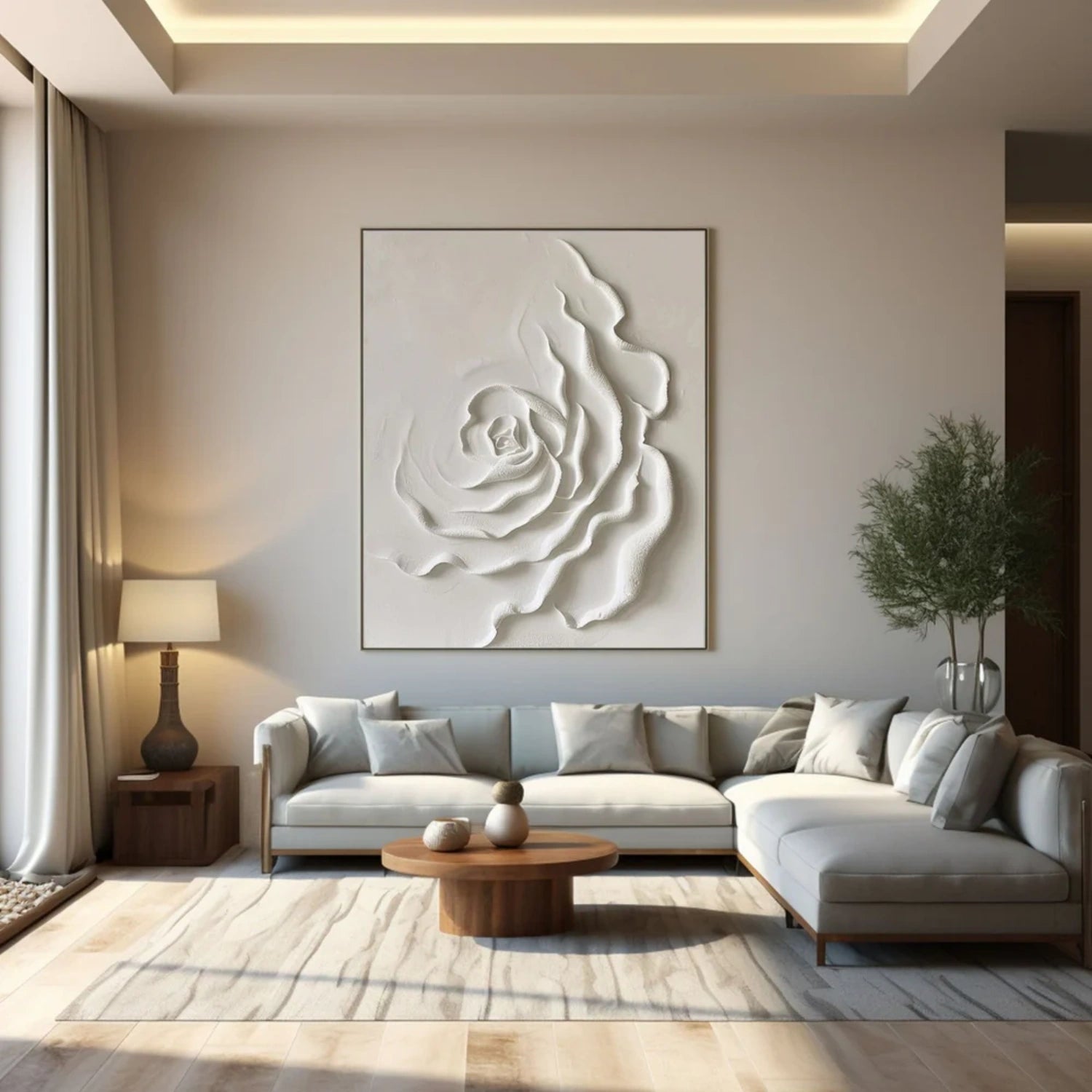 Beautiful Flower and Tree Painting #FT203 - Handmade Canvas Art for Home Decor, Living Room, Bedroom & Office Wall