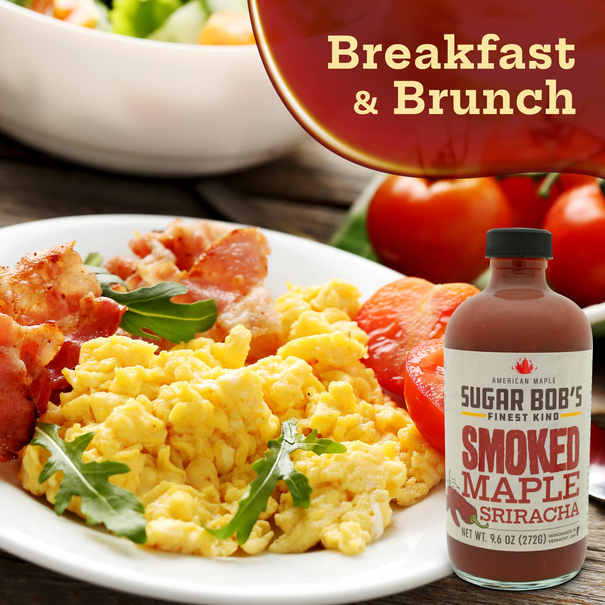 Vermont Smoked Maple Sriracha Hot Sauce - All Natural, Gluten-Free, Non-GMO - 8 fl oz Bottle - Perfect for Wings, Burgers, Tacos & BBQ