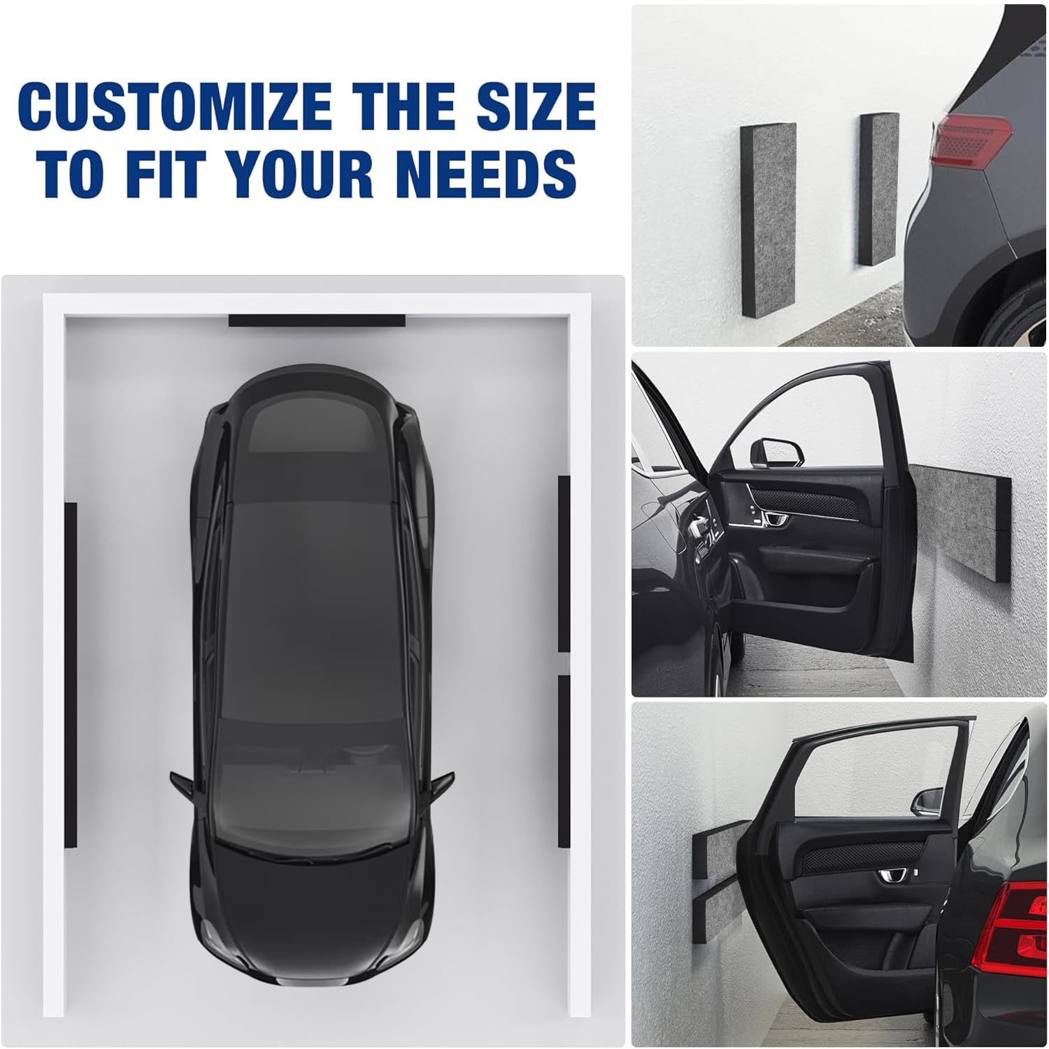 WP02 Garage Wall Protector & Car Door Protectors - 2 Pack Black Anti-Scratch Guards | Australian Design | Perfect for Tight Parking Spaces & Home Garages