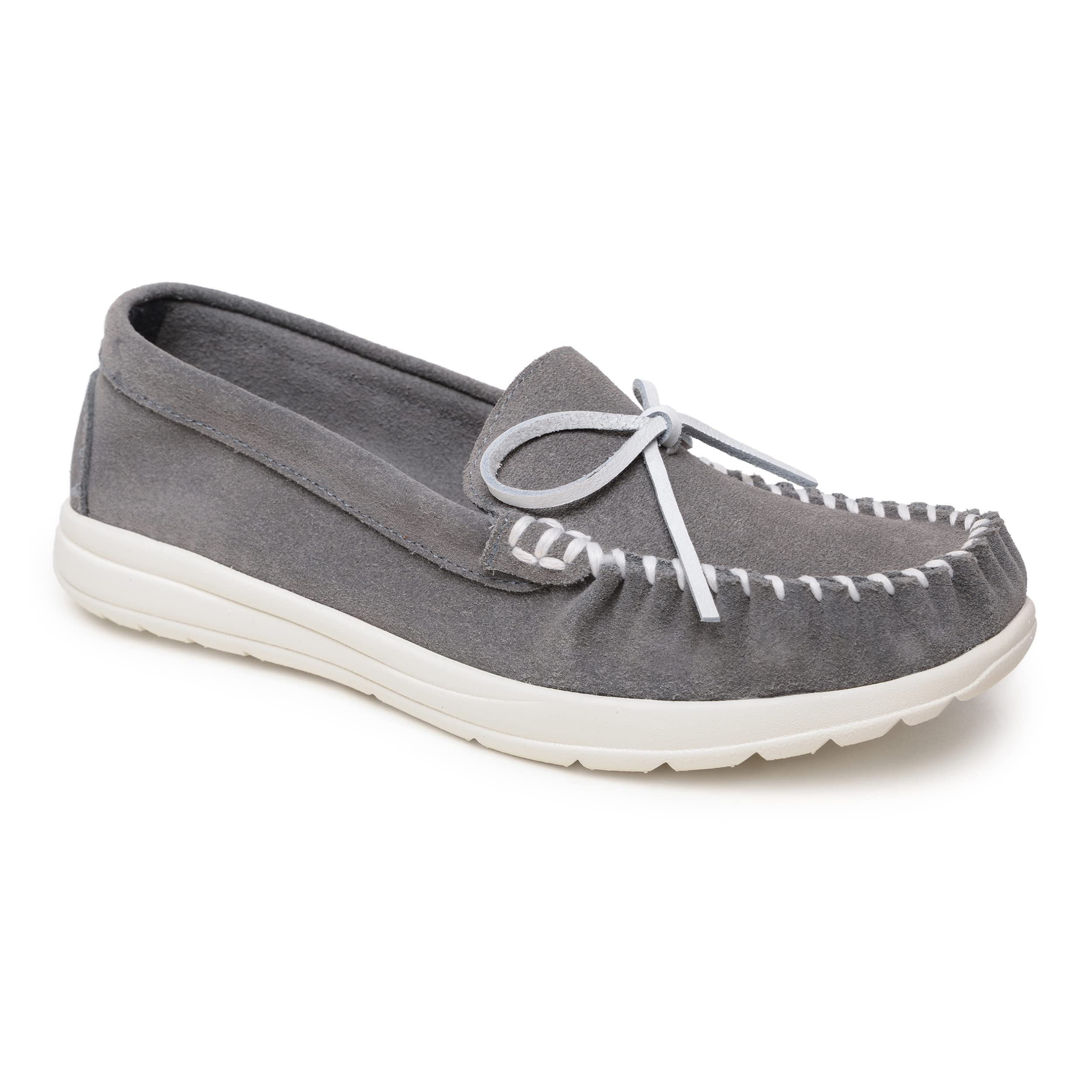 Minnetonka Scout Women’s Suede Loafers - Soft Leather Slip-On Shoes with Memory Foam Insoles & Rubber Soles for Comfort - Casual Everyday Wear for Work, Travel & Outings