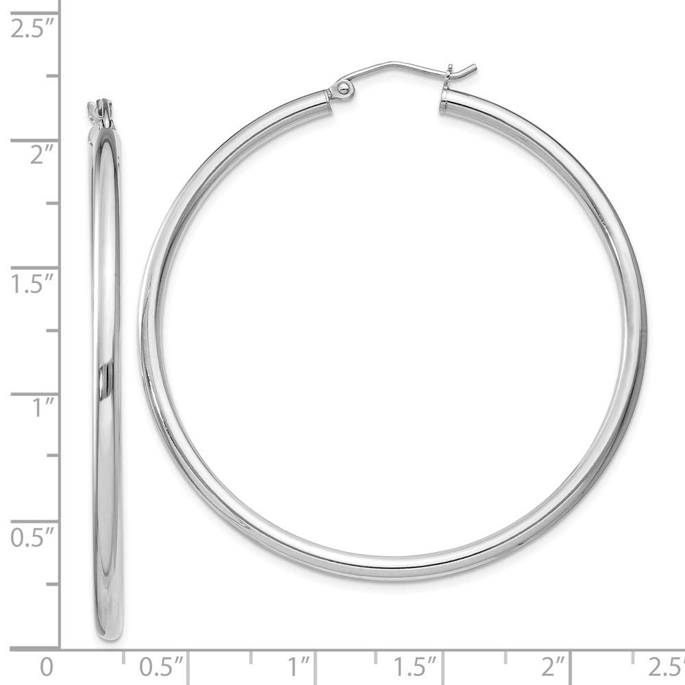 925 Sterling Silver 2.5mm Round Hoop Earrings - 52mm x 50mm | Hypoallergenic Dainty Everyday Jewelry for Women | Perfect for Work, Date Night & Gifts