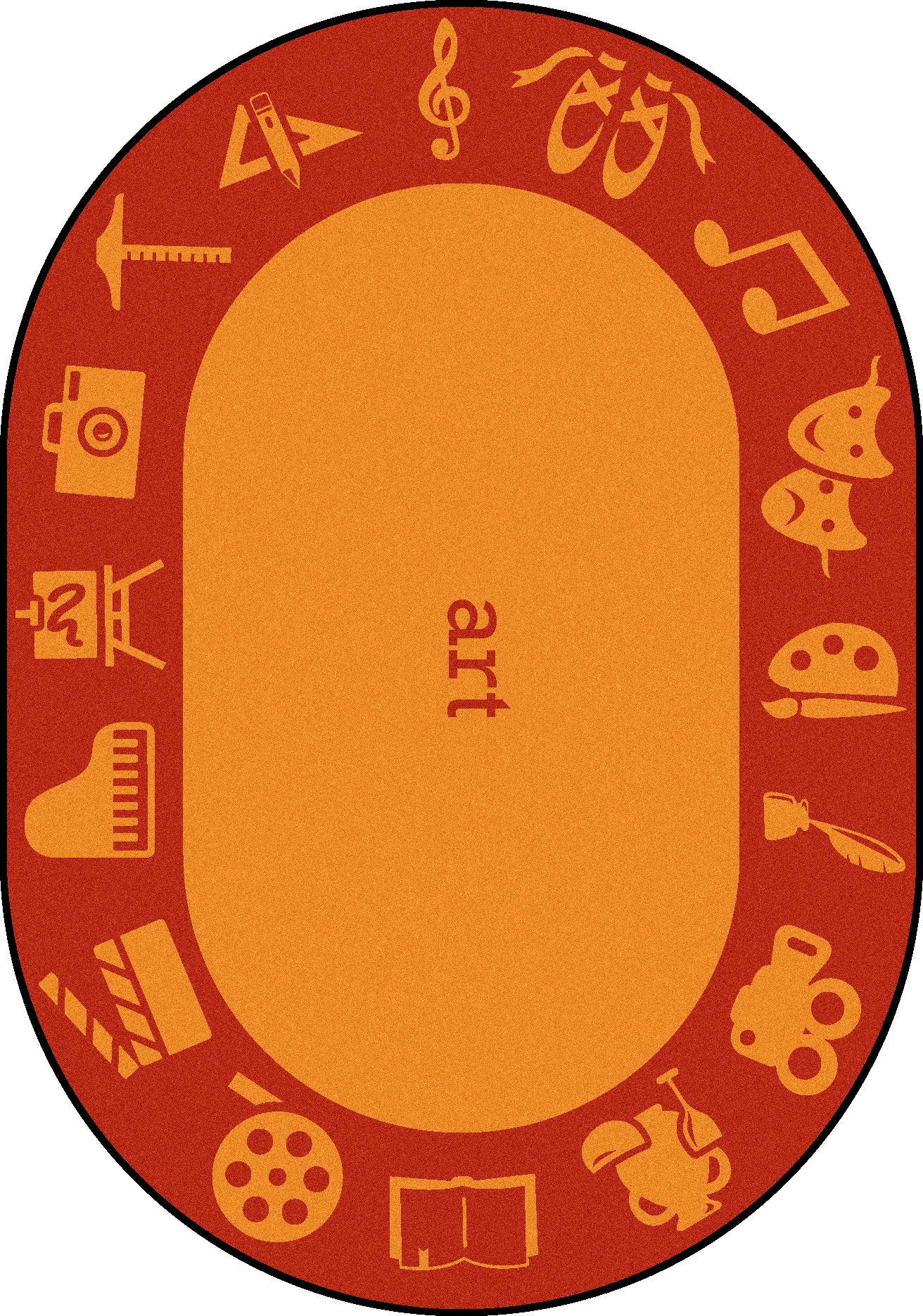 Joy Carpets STEAM Art Classroom Rug for Kids - Non-Slip Oval Seating Carpet (5'4