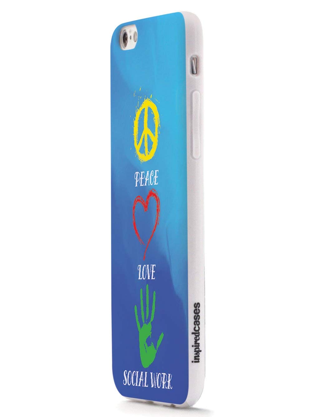 Inspired Cases - iPhone 7 Case - 3D Textured Protective Cover for Apple iPhone 7 - Peace Love Social Work Design - White - Perfect for Everyday Use & Social Work Enthusiasts