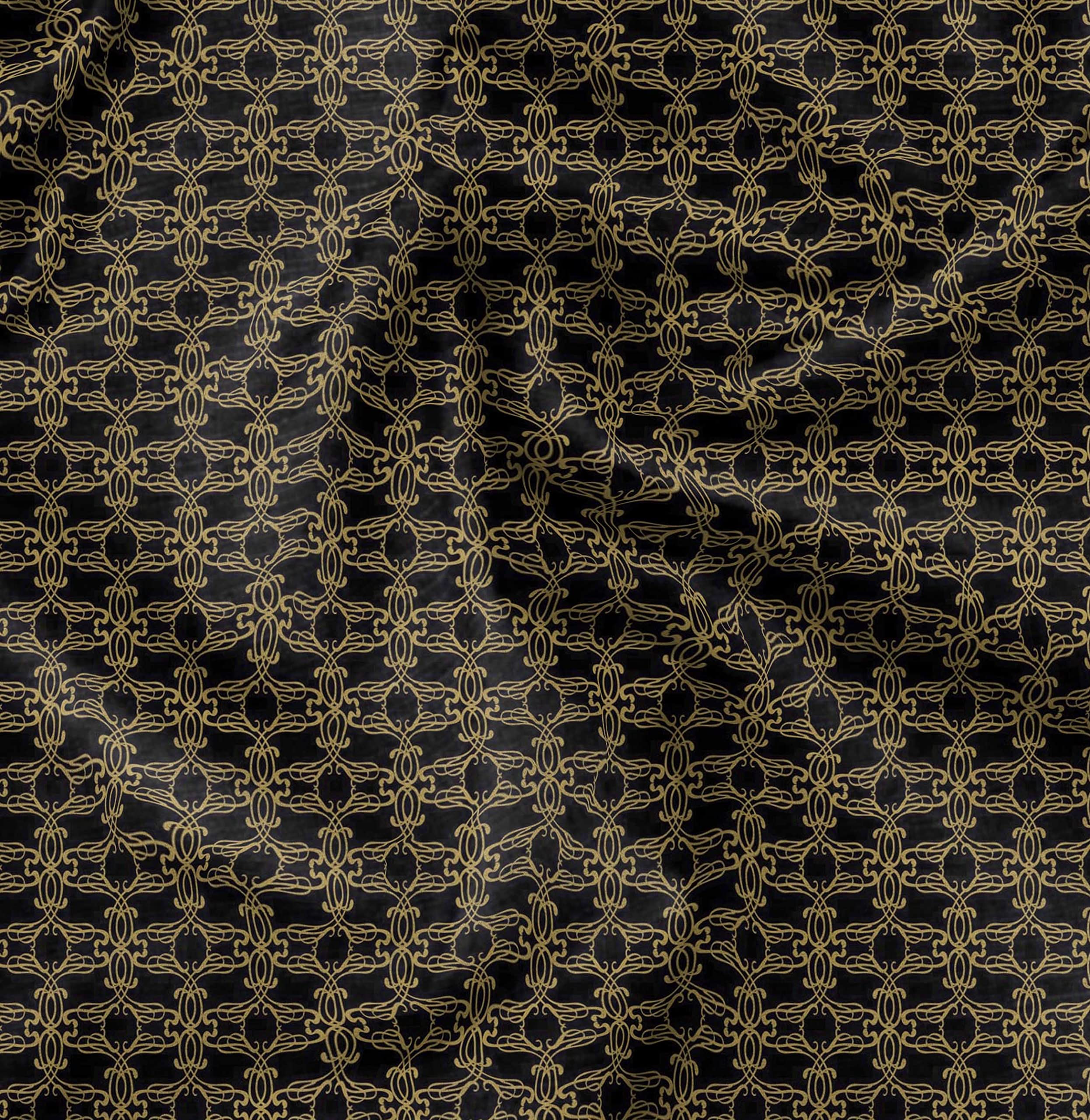 Soimoi Moss Georgette Brown Fabric by The Yard - 42 Inch Wide Filigree Damask Print Material - Elegant Printed Fabric for Dresses, Curtains & Home Decor Projects