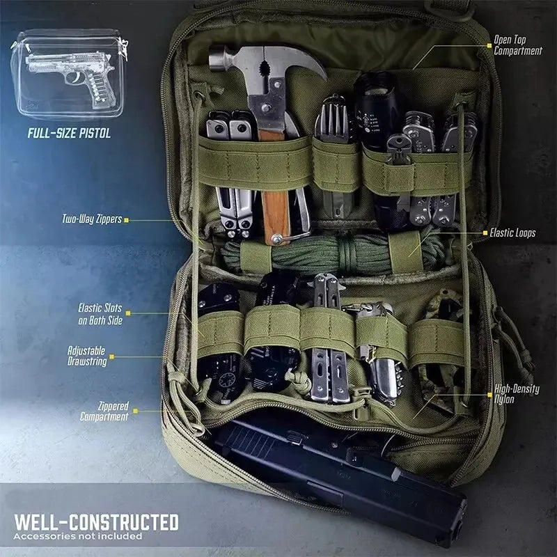 Heavy Duty Tactical Storage Bag - Military Grade Durable Utility Pouch for Camping, Hiking, Hunting & Outdoor Gear Organization (Black)