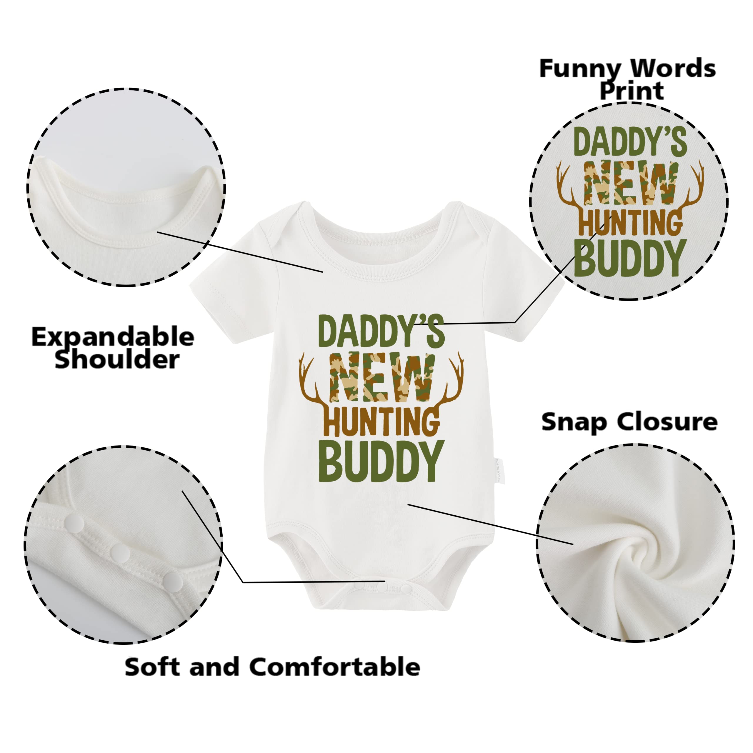 YSCULBUTOL Baby Boys Hunting Outfit - Daddy's New Hunting Buddy Romper for Newborns & Toddlers | Perfect for Outdoor Adventures & Family Hunting Trips