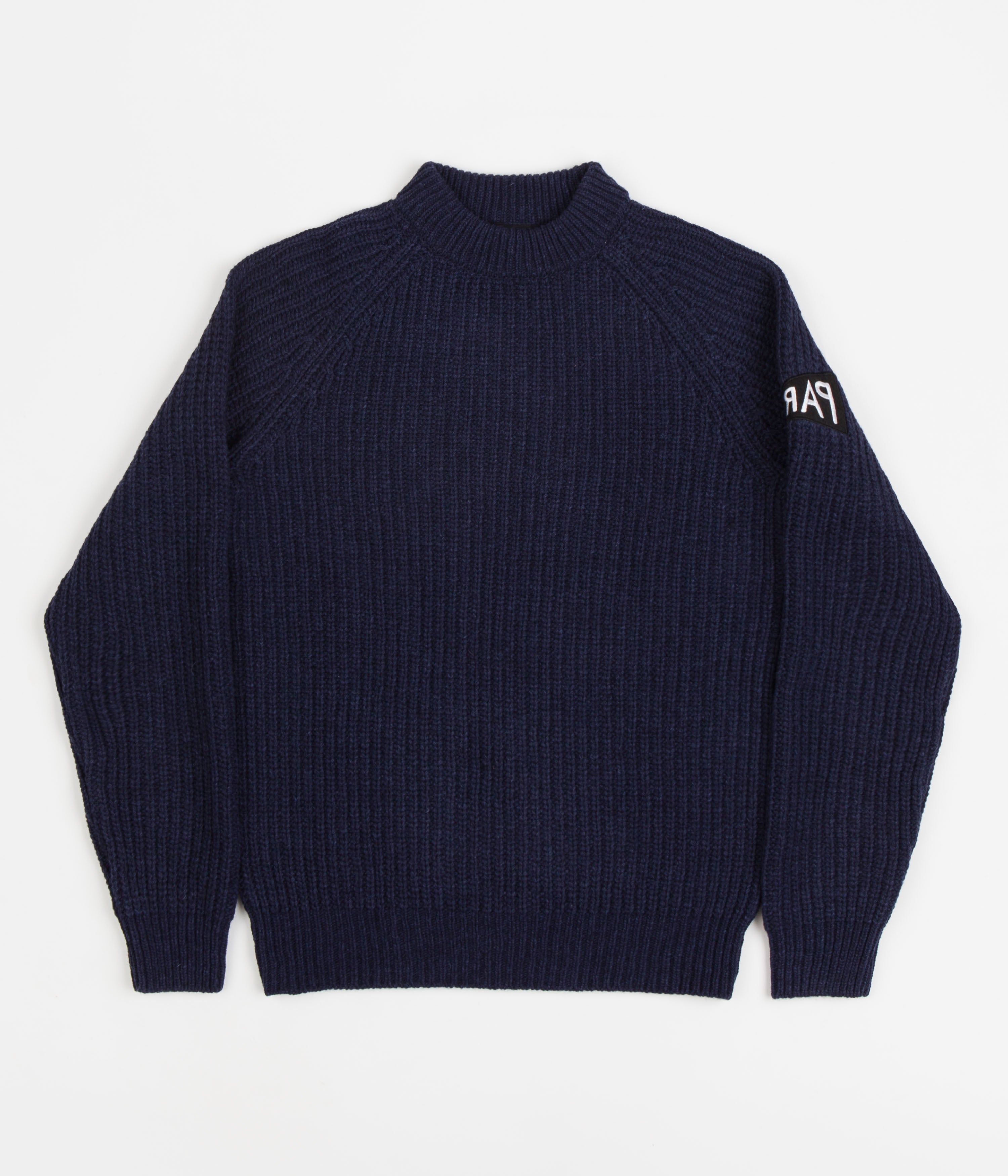 Parra Mirrored Flag Logo Knitted Sweatshirt - Blue Unisex Pullover | Streetwear Fashion for Men & Women | Perfect for Casual Outings & Urban Style