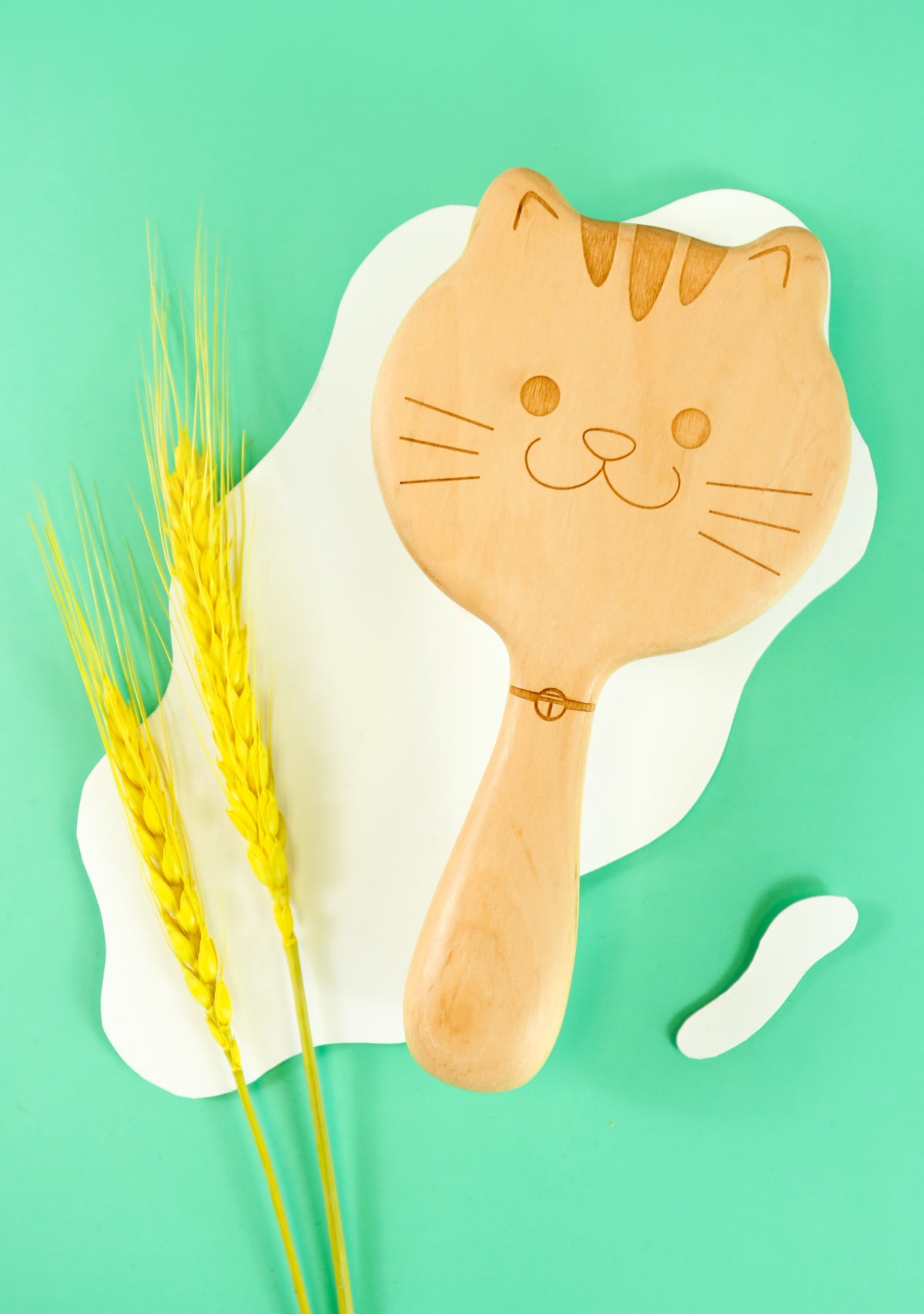 Soft Wool Baby Hair Brush with Cute Cat Design - Gentle & Hypoallergenic for Newborns & Toddlers - Perfect for Daily Grooming & Sensitive Scalp Care
