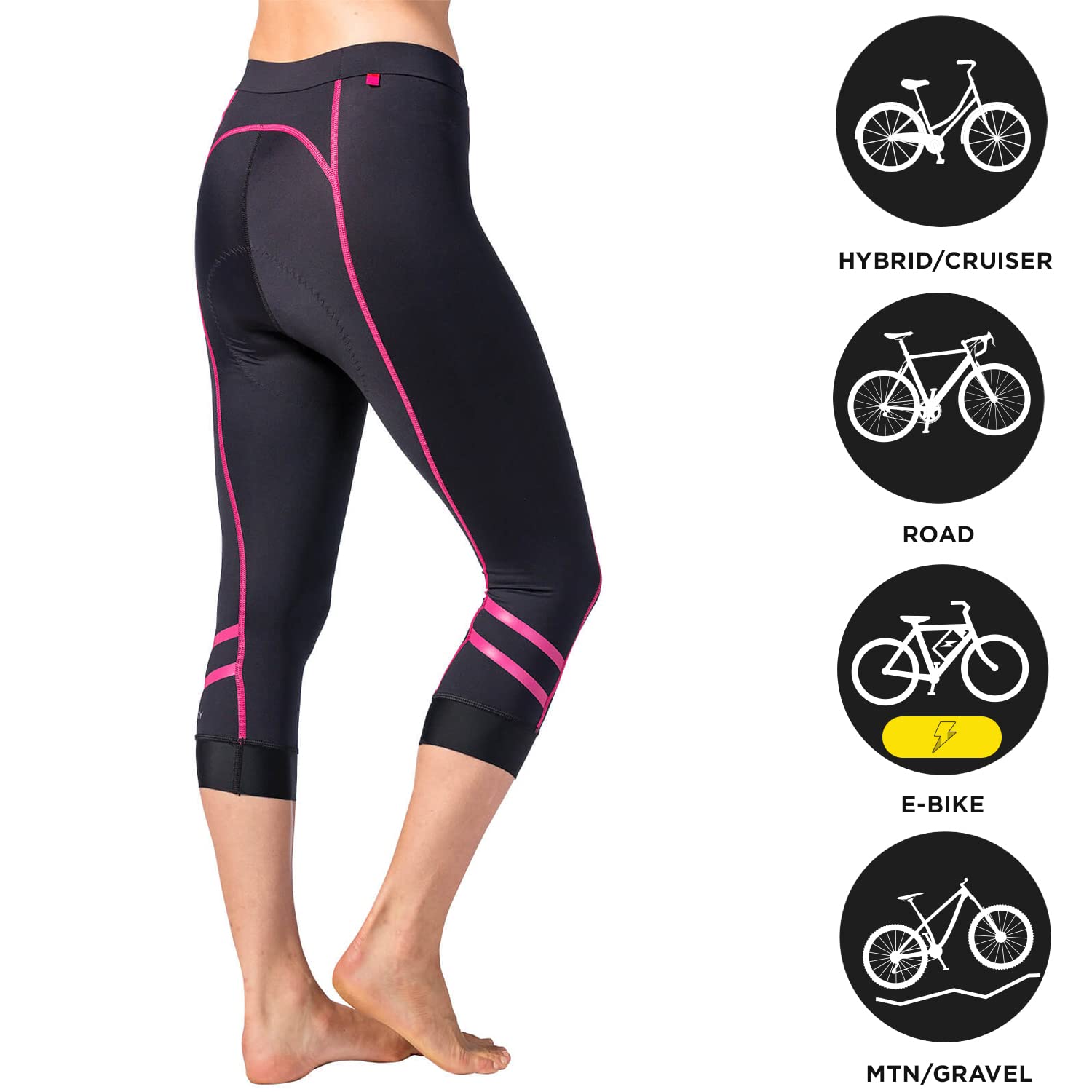 Terry Cycling Bella Prima Women's Padded Bike Knickers - Breathable Flex Air Carbon Chamois Capris with Silicone Leg Band | Perfect for Road Cycling, Commuting & Outdoor Workouts
