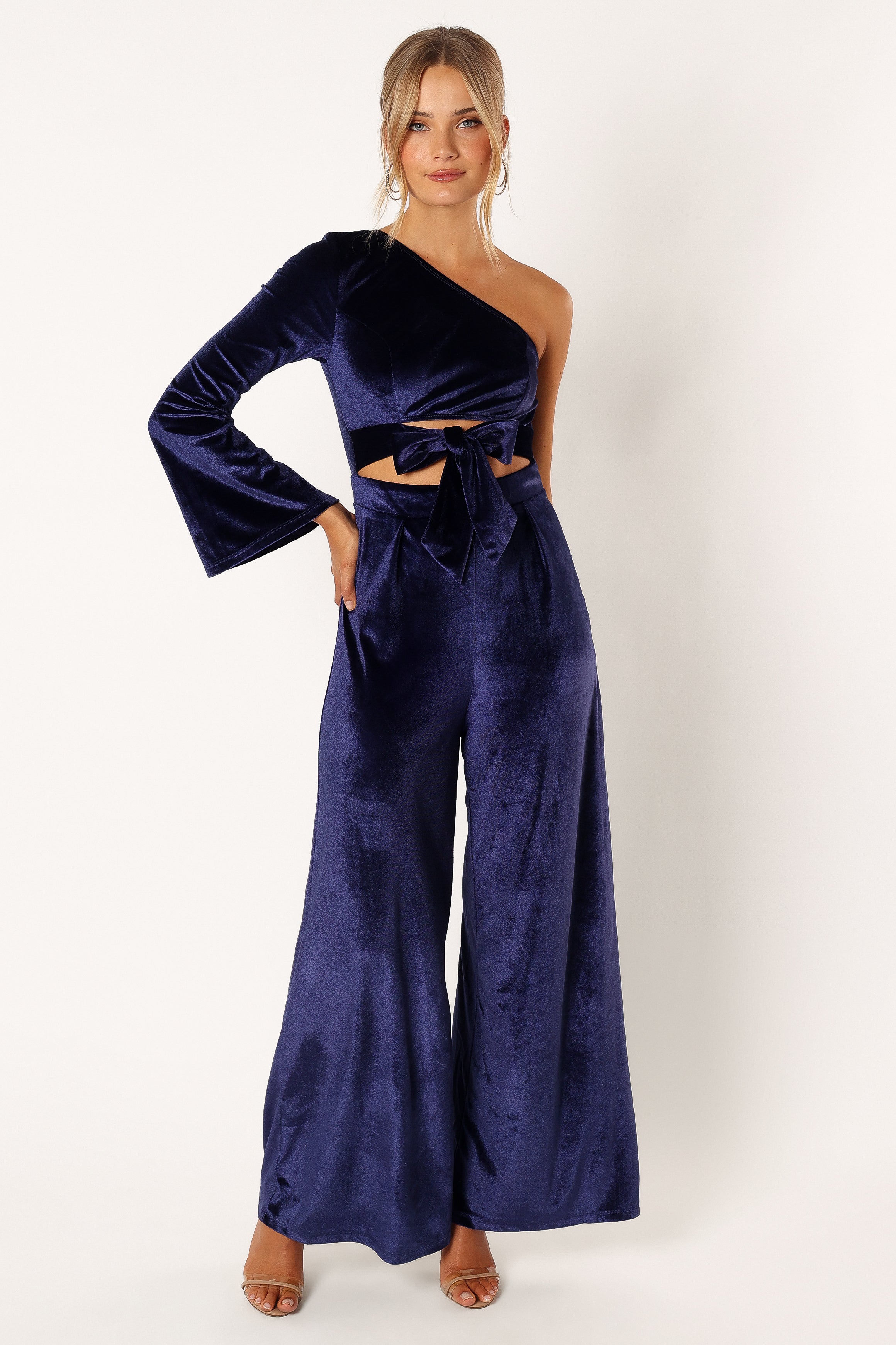 Avery Velvet Jumpsuit for Women - Elegant Sapphire Blue Velour Romper | Perfect for Parties, Date Nights & Special Occasions