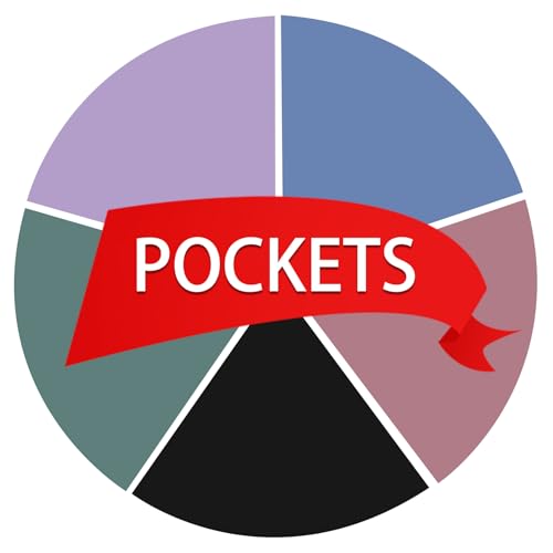 2 Pockets-black+light Blue+rose Pink+ins Green+light Purple